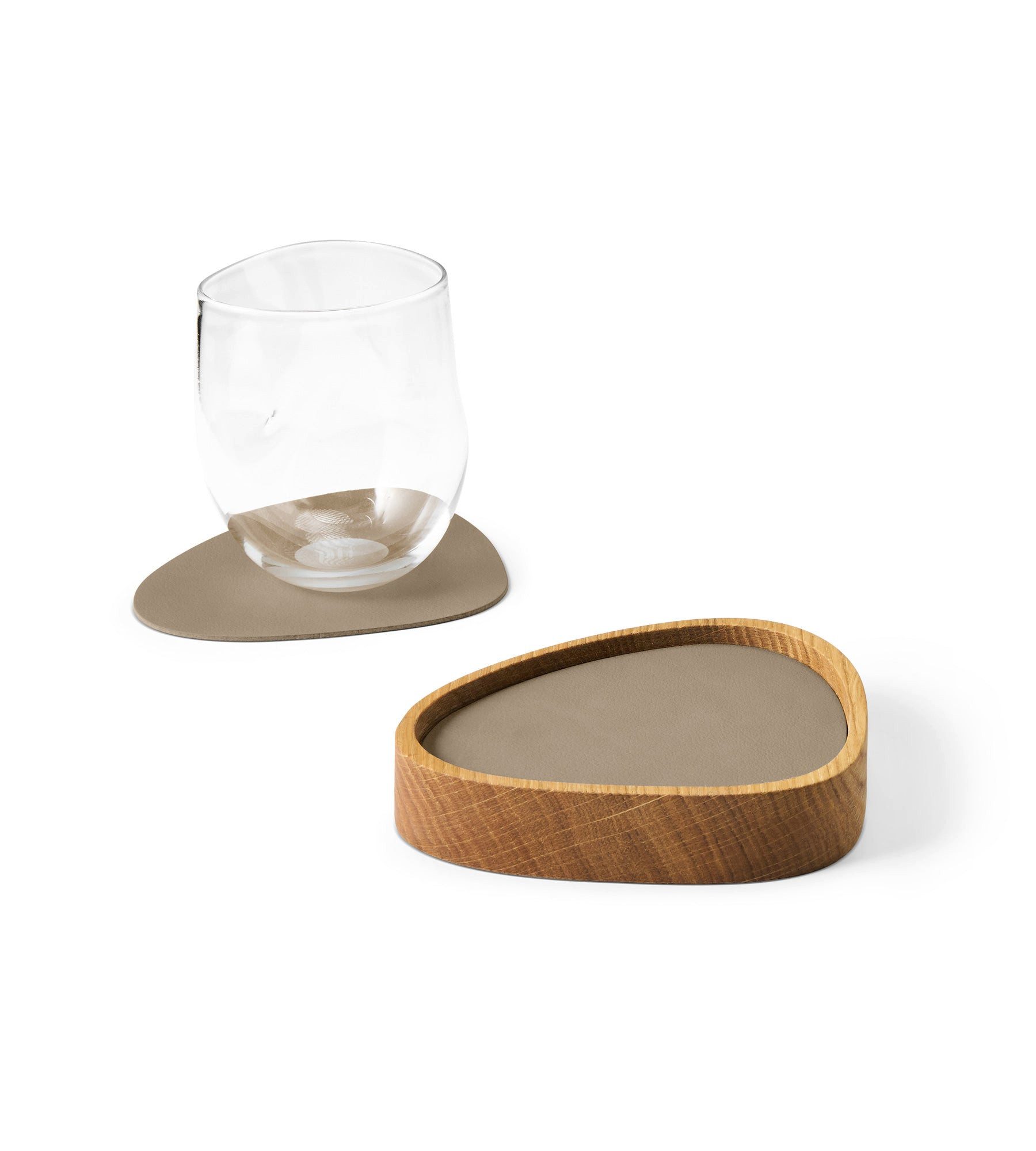 LIND DNA Glasuntersetzer LIND DNA Holzkiste Curve Eiche + 8 x Glasuntersetzer Nupo
