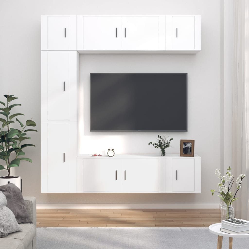 (7-St) vidaXL TV-Schrank 7-tlg. TV-Schrank-Set Holzwerkstoff Weiß