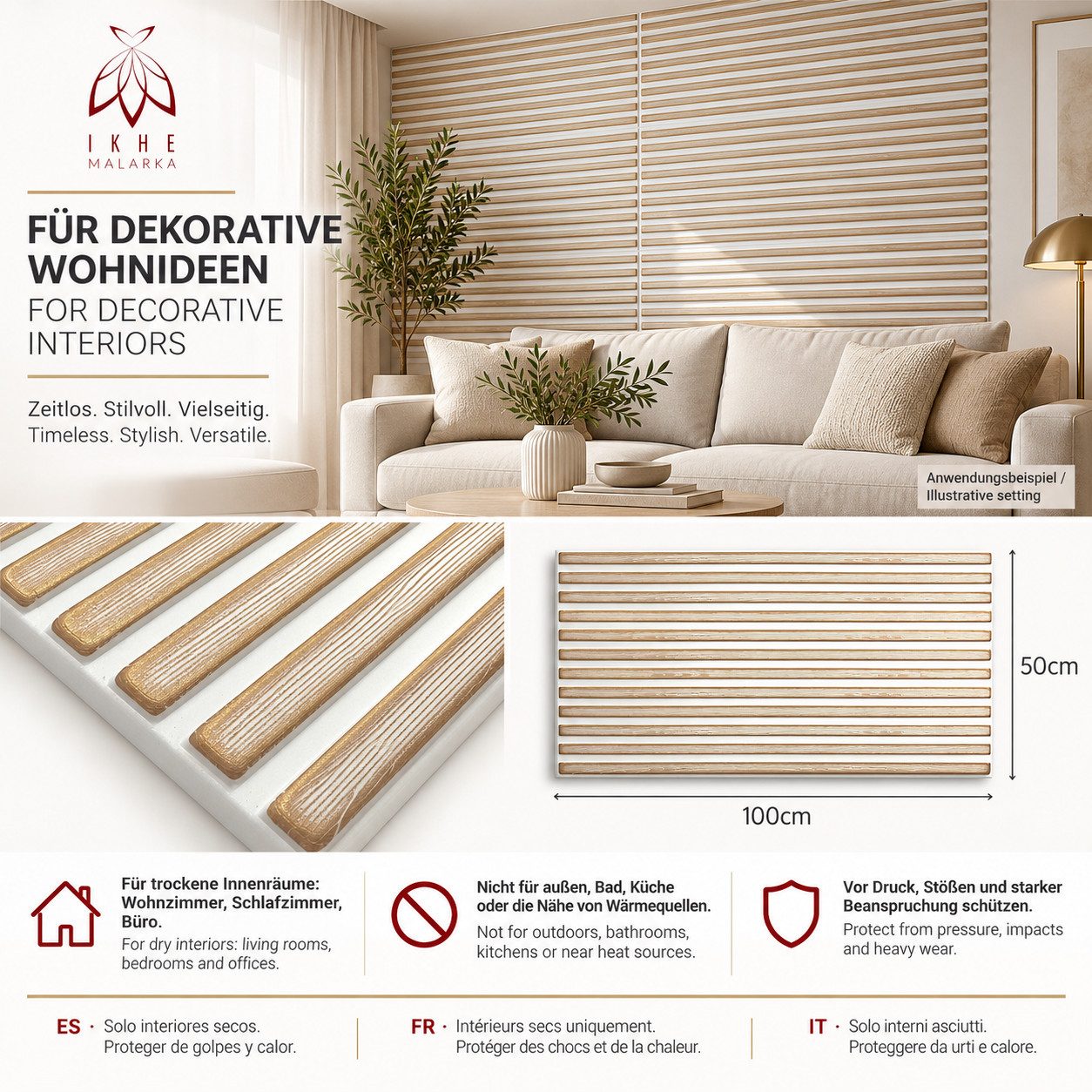 IKHEMalarka 3D Wandpaneel Betonoptik Marmor Ziegel aus Polystyrol Styropor XPS, BxL: 50,00x100,00 cm, 0,50 qm, (1 Stück, 0,5m) Deckenpaneelen - 3mm dick - 100x5 – Bild 4 von 5