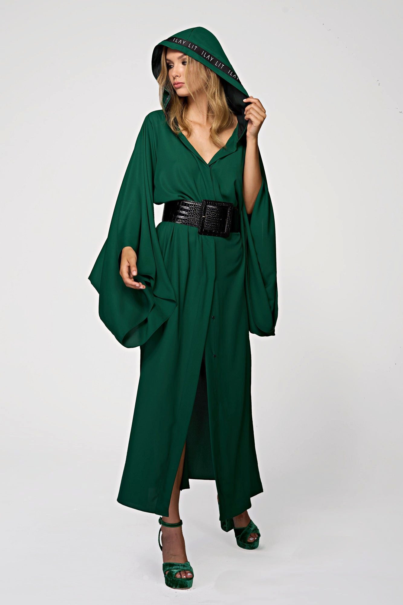 ILAY Lit Kleid & Haarband Violet- Kimono Flash Green