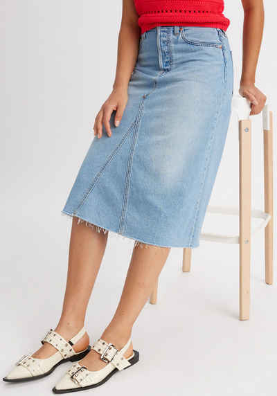 Levi's® Jeansrock HR A LINE DECON SKIRT in trendy Midi-Länge mit ausgefranster Kante