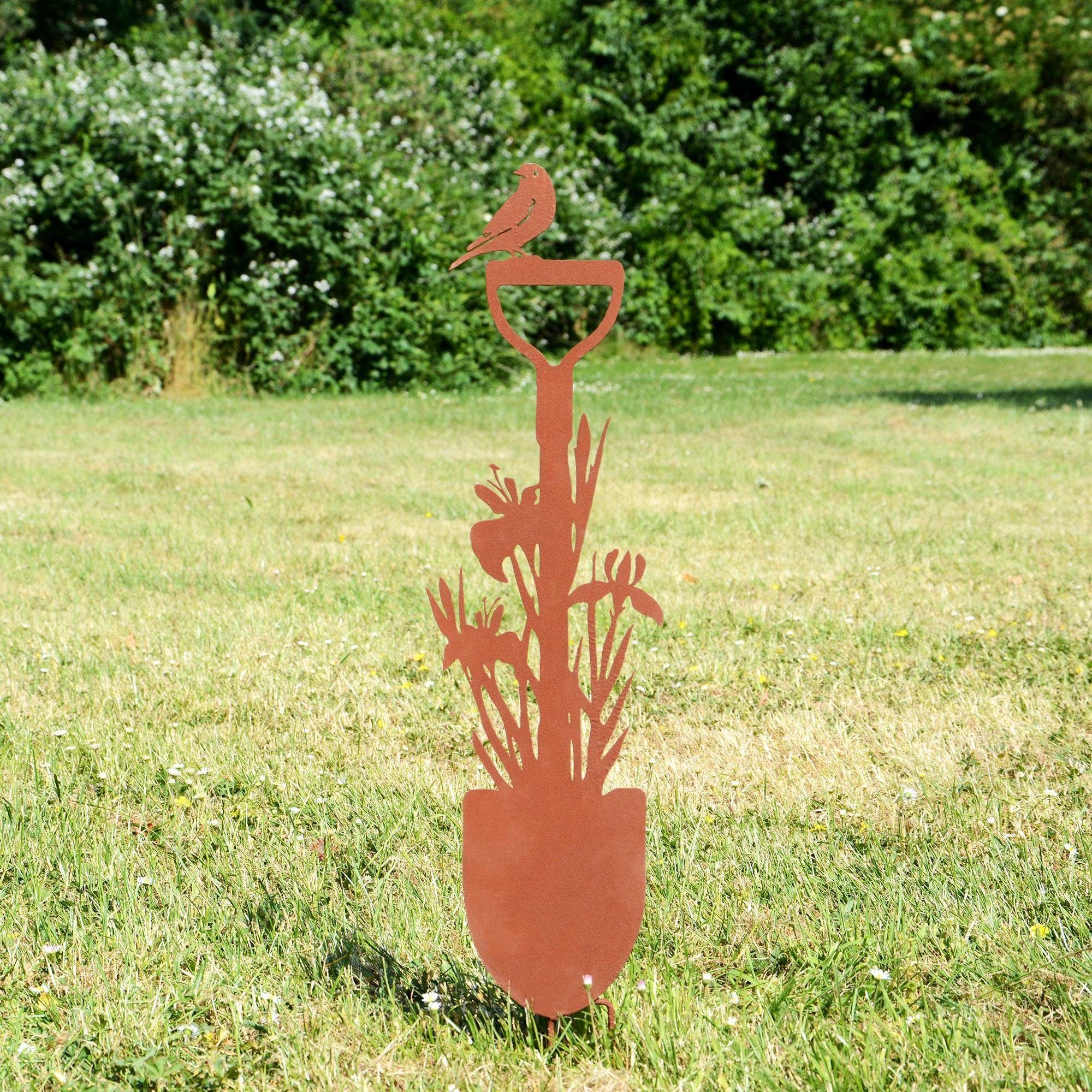 UNUS GARDEN Gartenstecker Gartenstecker Spaten mit Blumen Rostoptik (1-St., günstig online kaufen