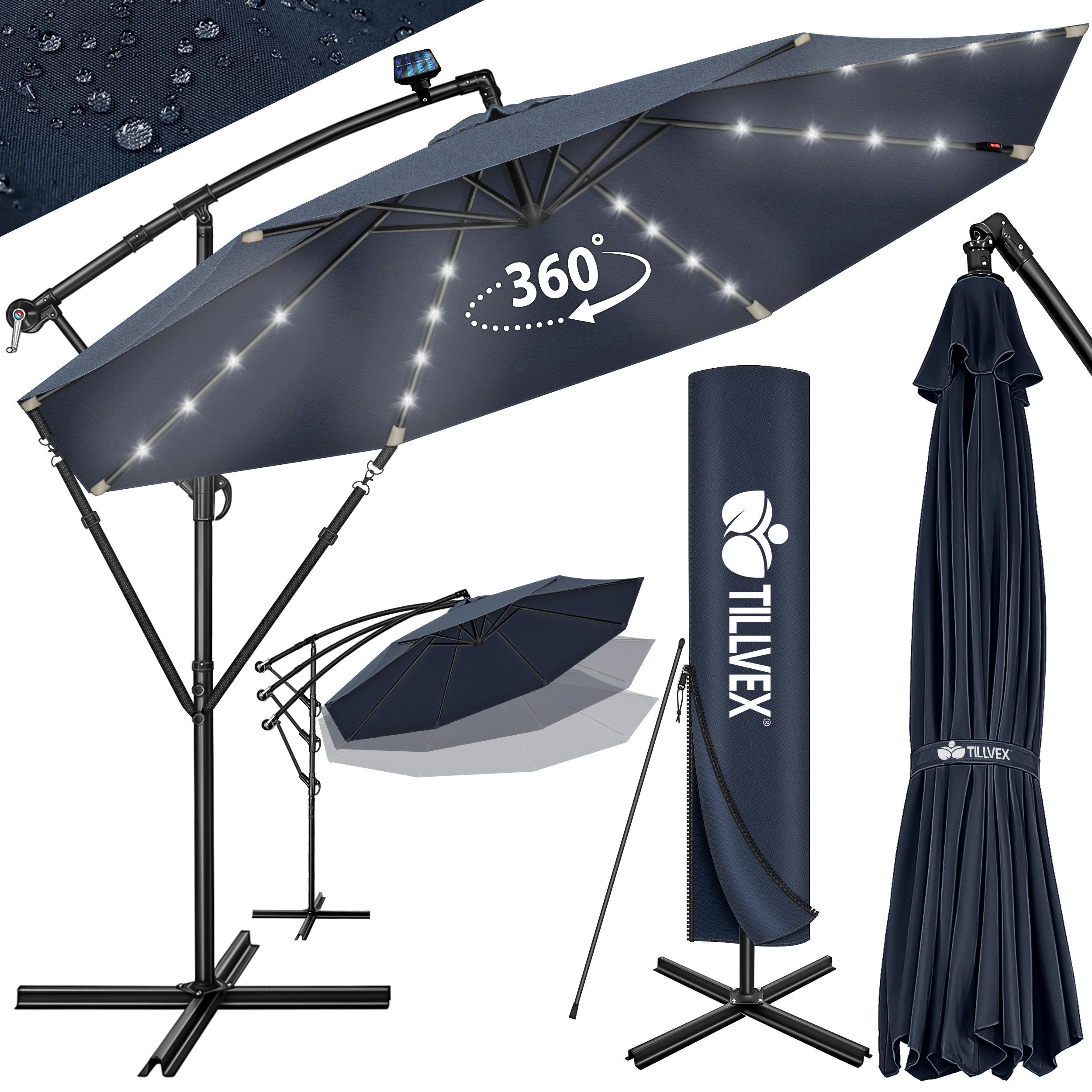 tillvex Sonnenschirm tillvex® Sonnenschirm LED Solar günstig online kaufen
