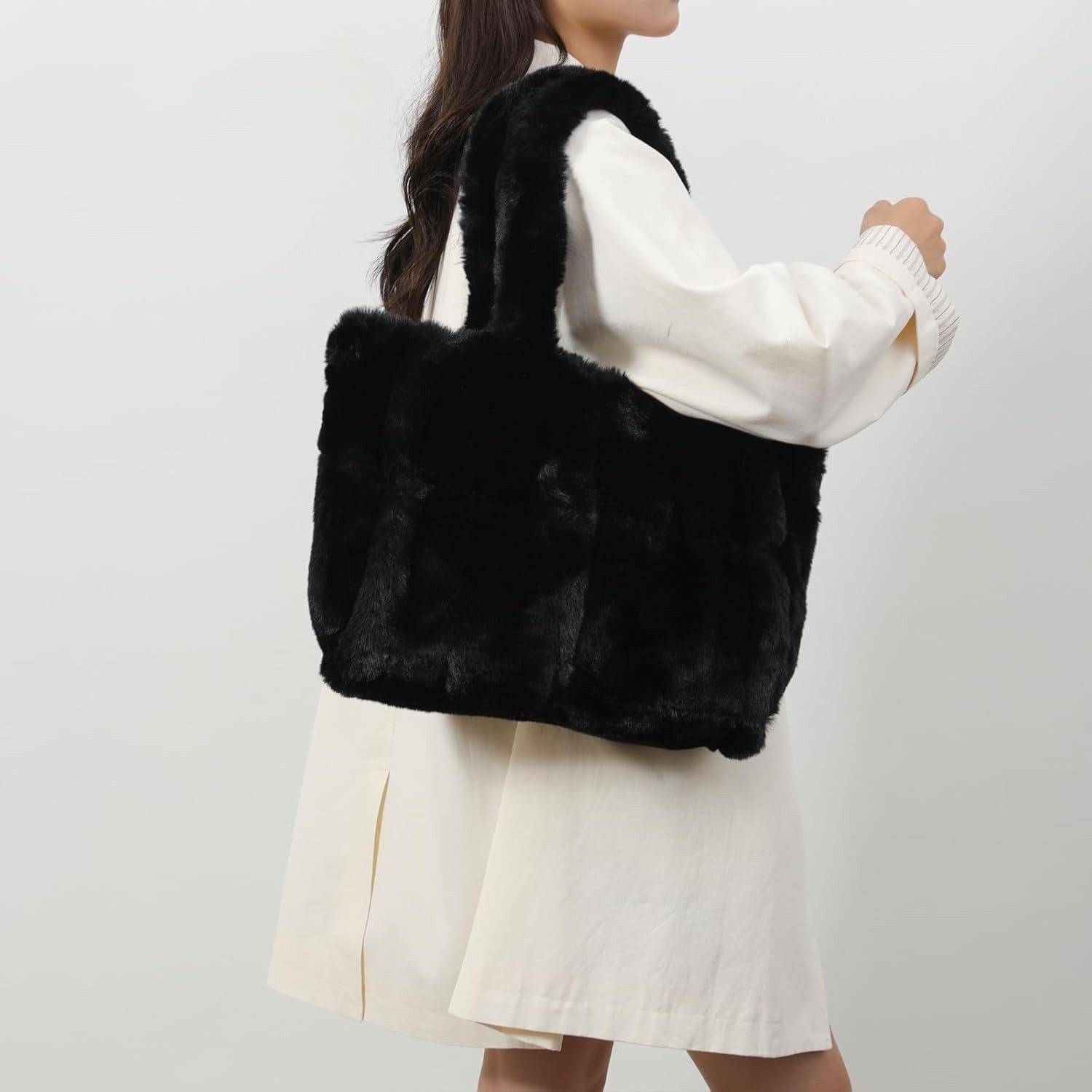 Bextsrack Schultertasche Damen Plüsch Umhängetasche Groß Shopper Tasche Han günstig online kaufen