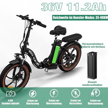 CITYSPORTS E-Bike RCB-RK6S 20 ZOLL, 7 Gang Shimano, 250W Heckmotor, 20" E-bike E-fahrrad Elektrofahrrad klapprad max.90km