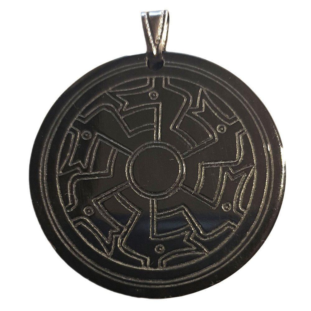 Valentinstagsgeschenk HOPLO Kettenanhänger Amulett im Tierstil einer Zierscheibe Horn Schmuck Anhänger 35 mm, silberfarben