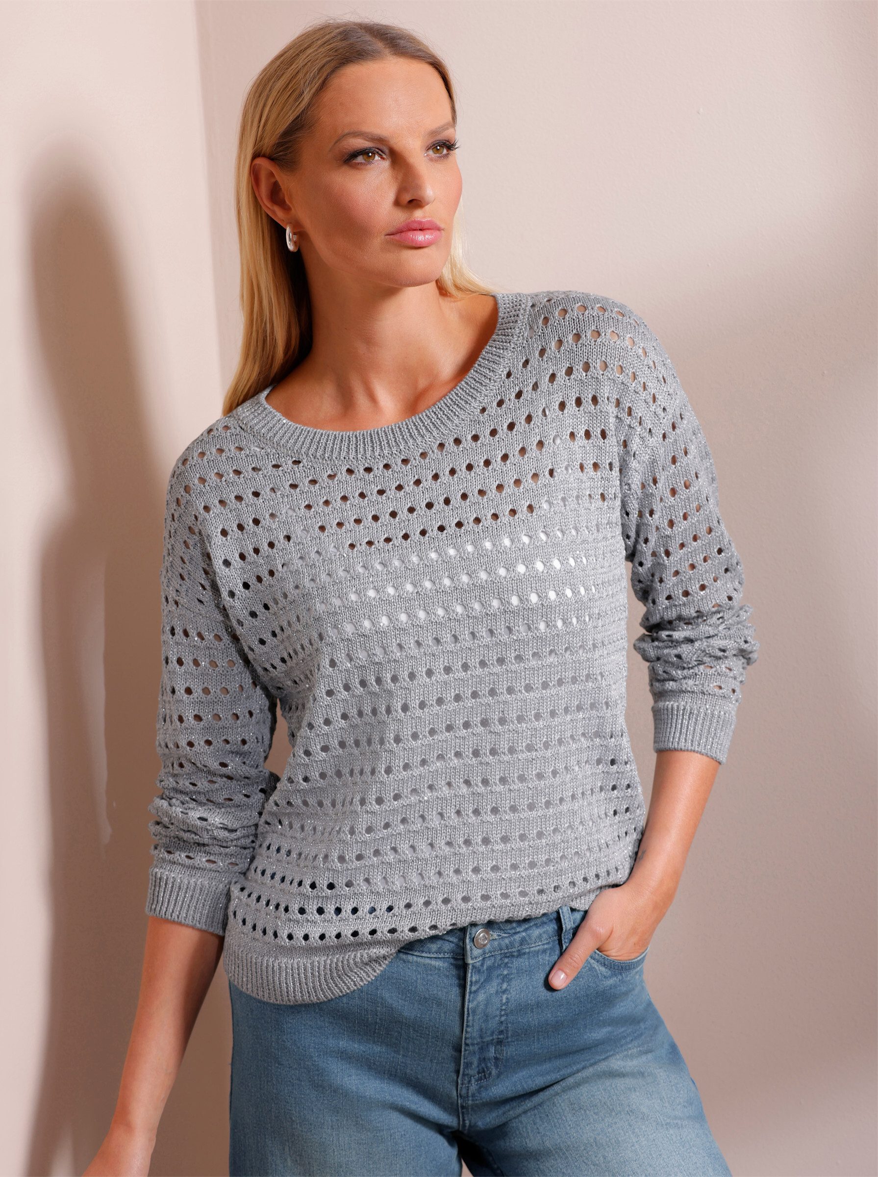 heine Strickpullover Pullover Langarm Ajour