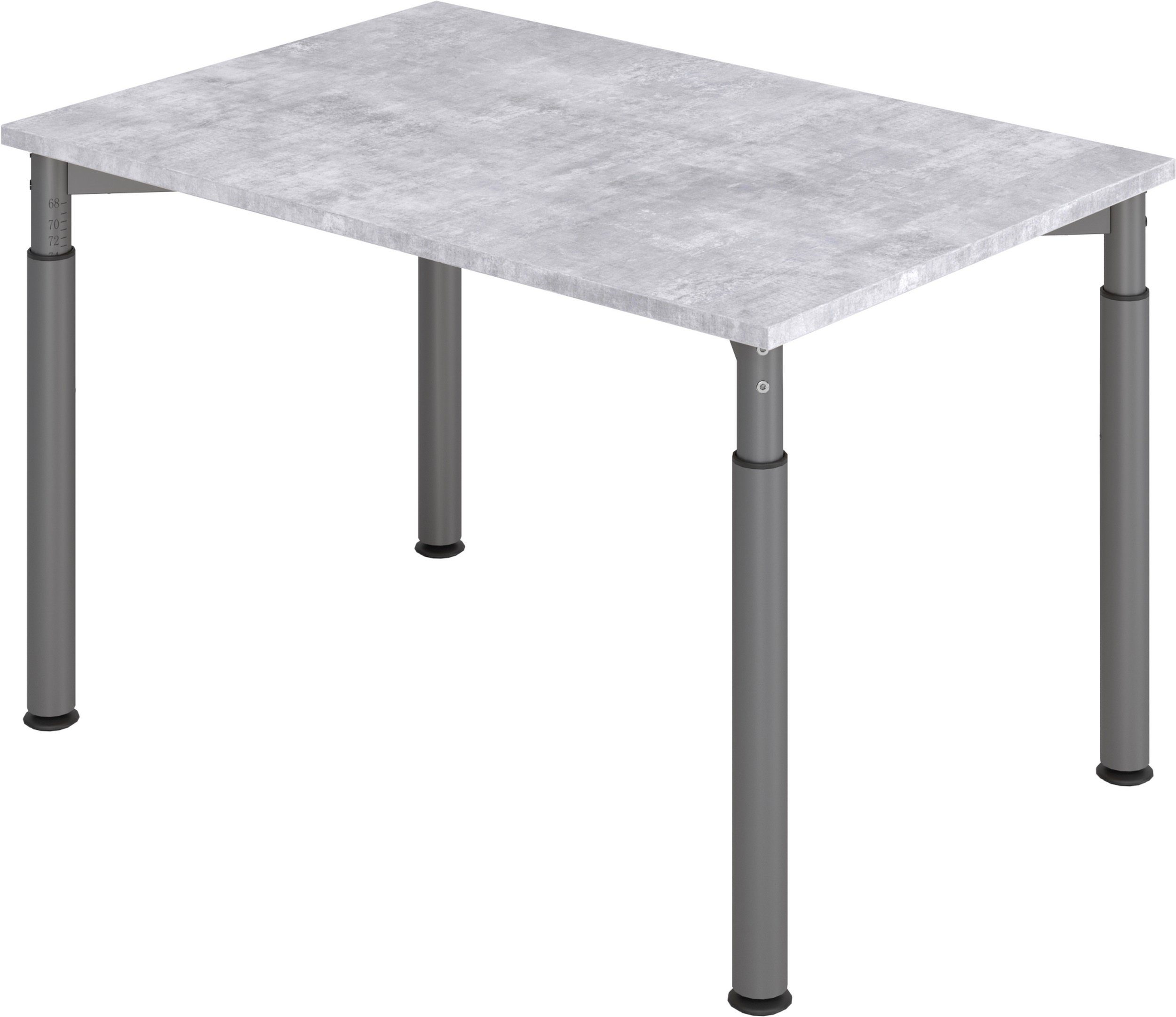 bümö Schreibtisch Schreibtisch Serie-Y, Rechteck: 120 x 80 cm - Dekor: Beton - Gestell: Graphit