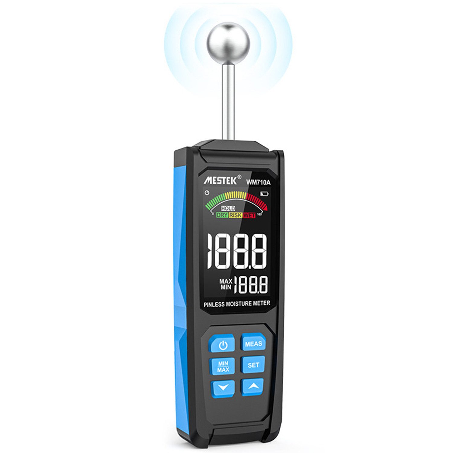 MODFU Feuchtigkeitsmesser Wand Feuchtigkeitsmessgerät Digitales Haushaltshygrometer, (mit Farb-LCD Akustischem Alarm, 1-St., Genaue und Zerstörungsfreie Messung), für Wände Holz Mauerwerk Putz Baustoffe Beton Baufeuchte
