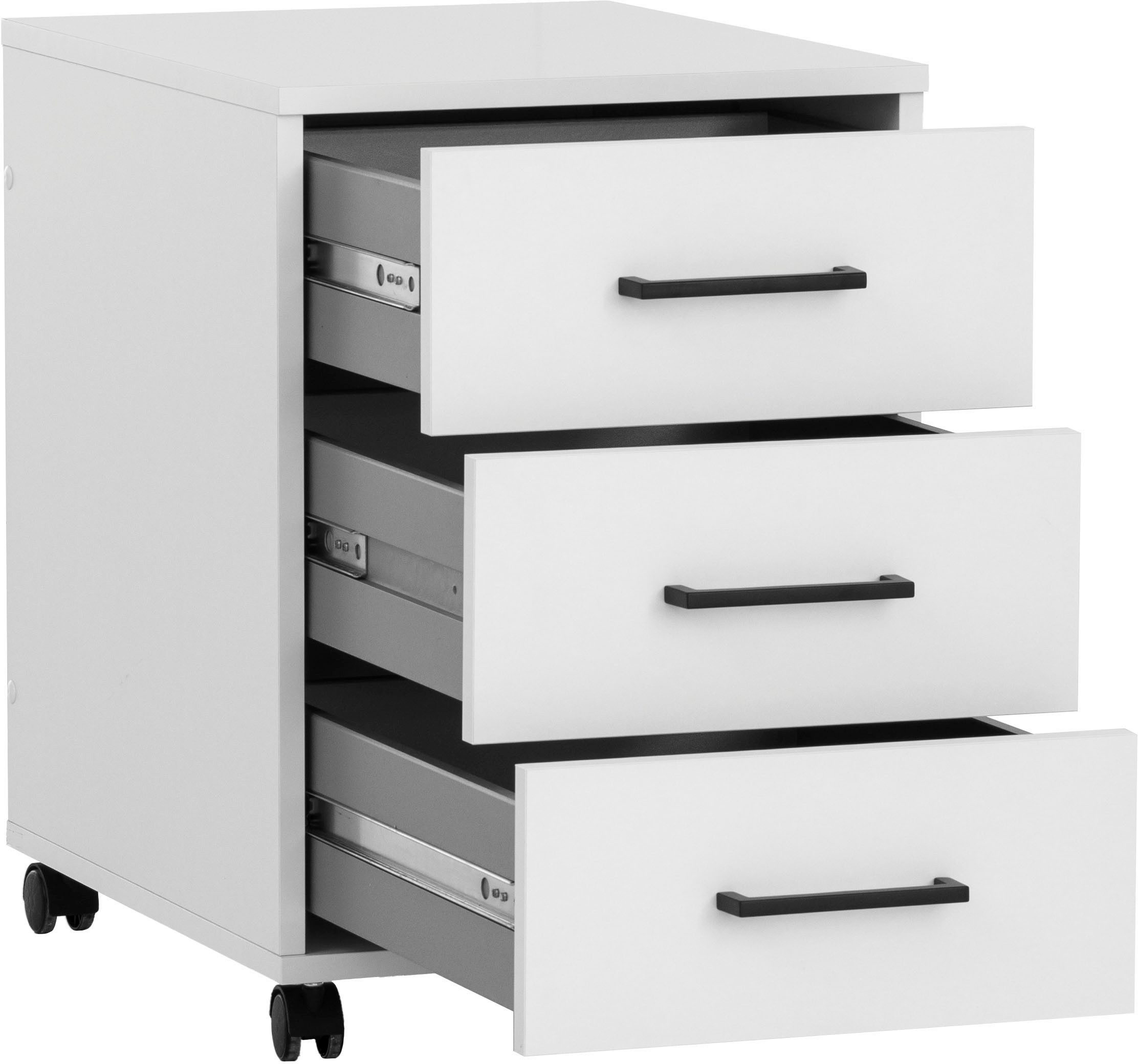 Schildmeyer Rollcontainer Ruby, Breite 40 cm, Mit Stifteinsatz, Metallbeschläge, feststellbare Möbelrollen