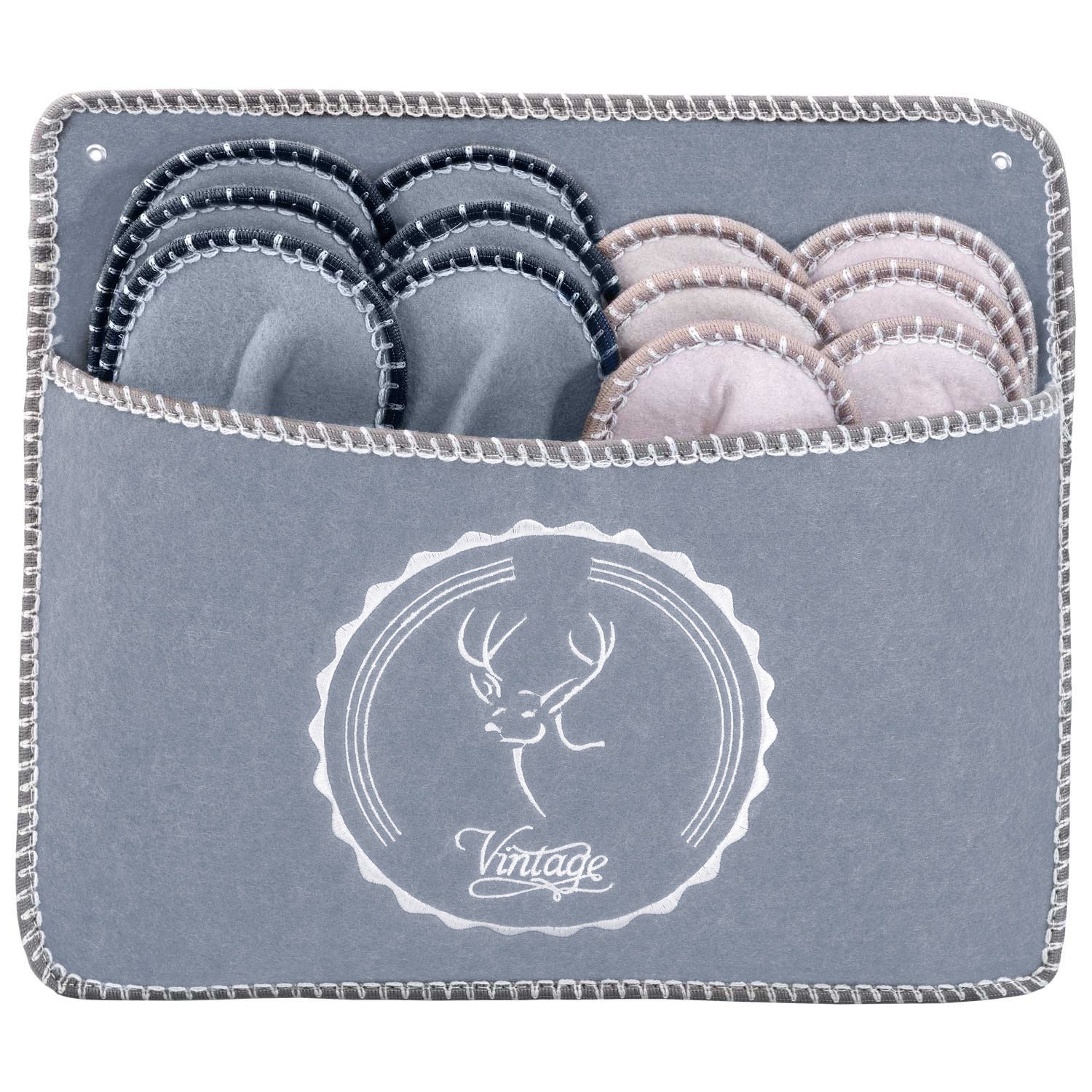 ONVAYA ABS Gästepantoffel Set Vintage Hirsch, 6er Set, Antirutsch, Filz Pantoffel