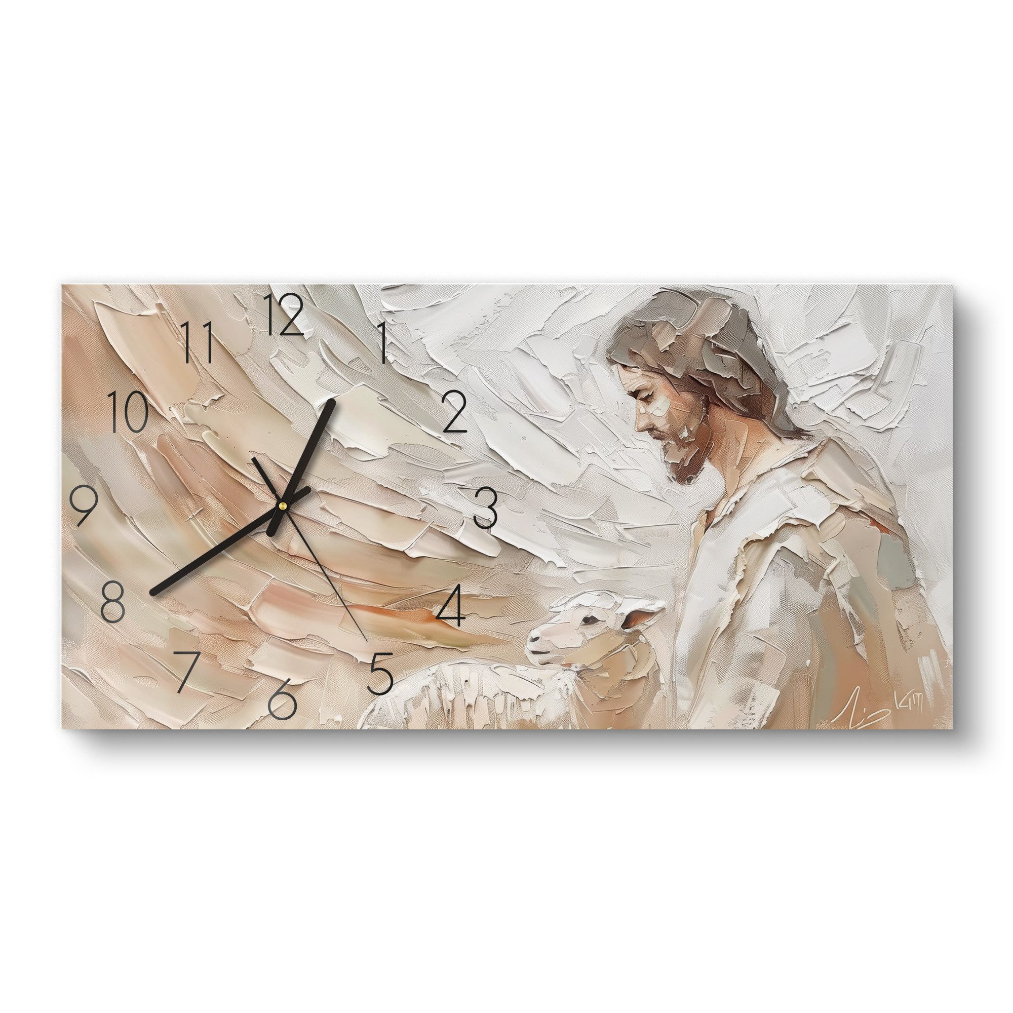 DEQORI Wanduhr 'Der gute Hirte' (Glas Glasuhr modern Wand Uhr Design Küchen günstig online kaufen