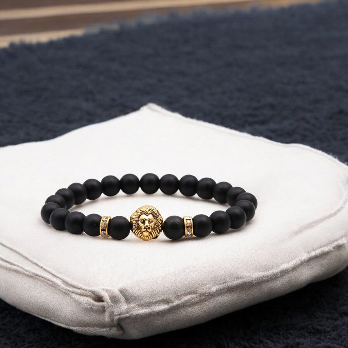 KARMA Perlenarmband Armband Löwe Schwarz Gold günstig online kaufen