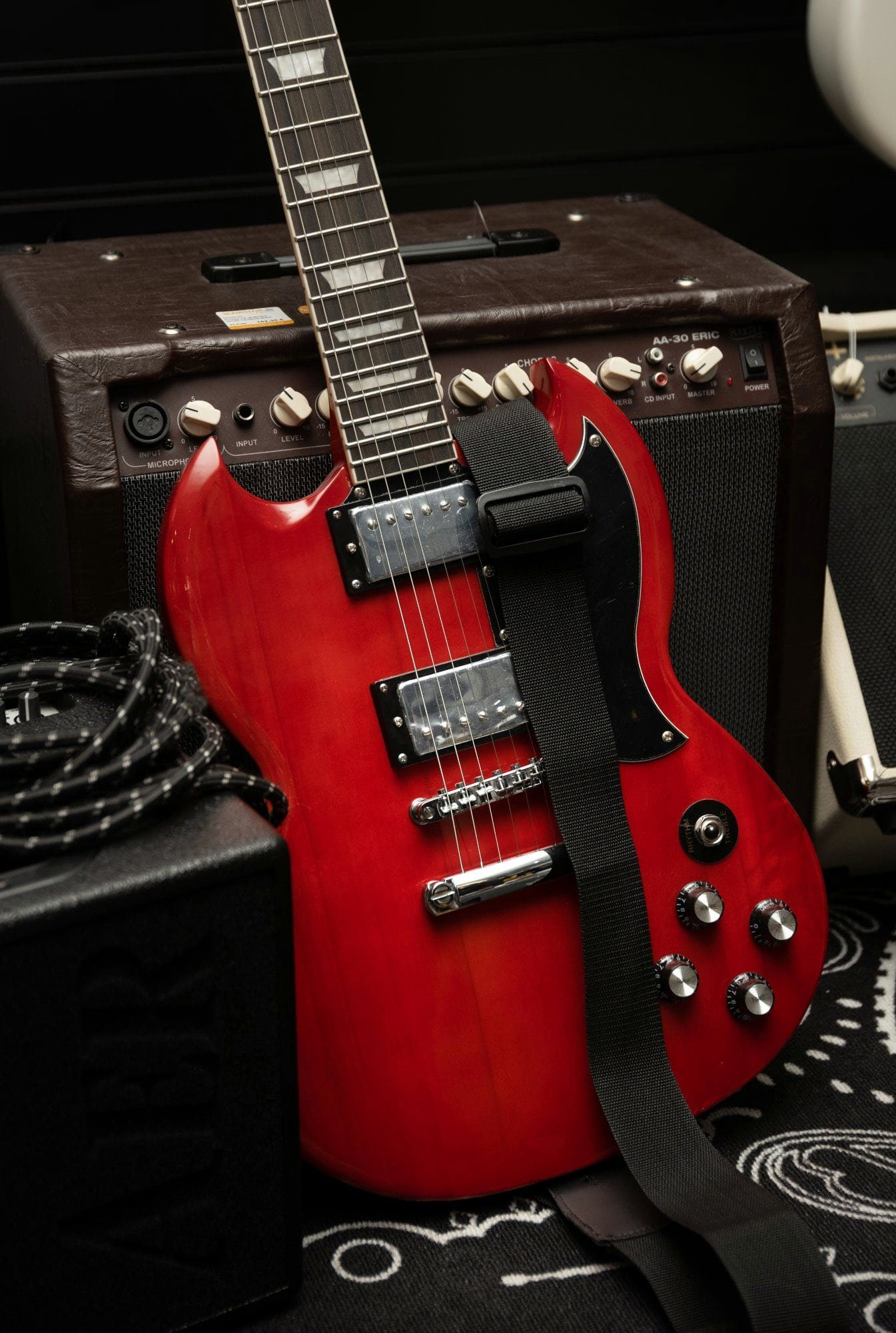 Rocktile Gitarrengurt Guitar Strap Nylon, Länge verstellbar von 83 bis 142 cm