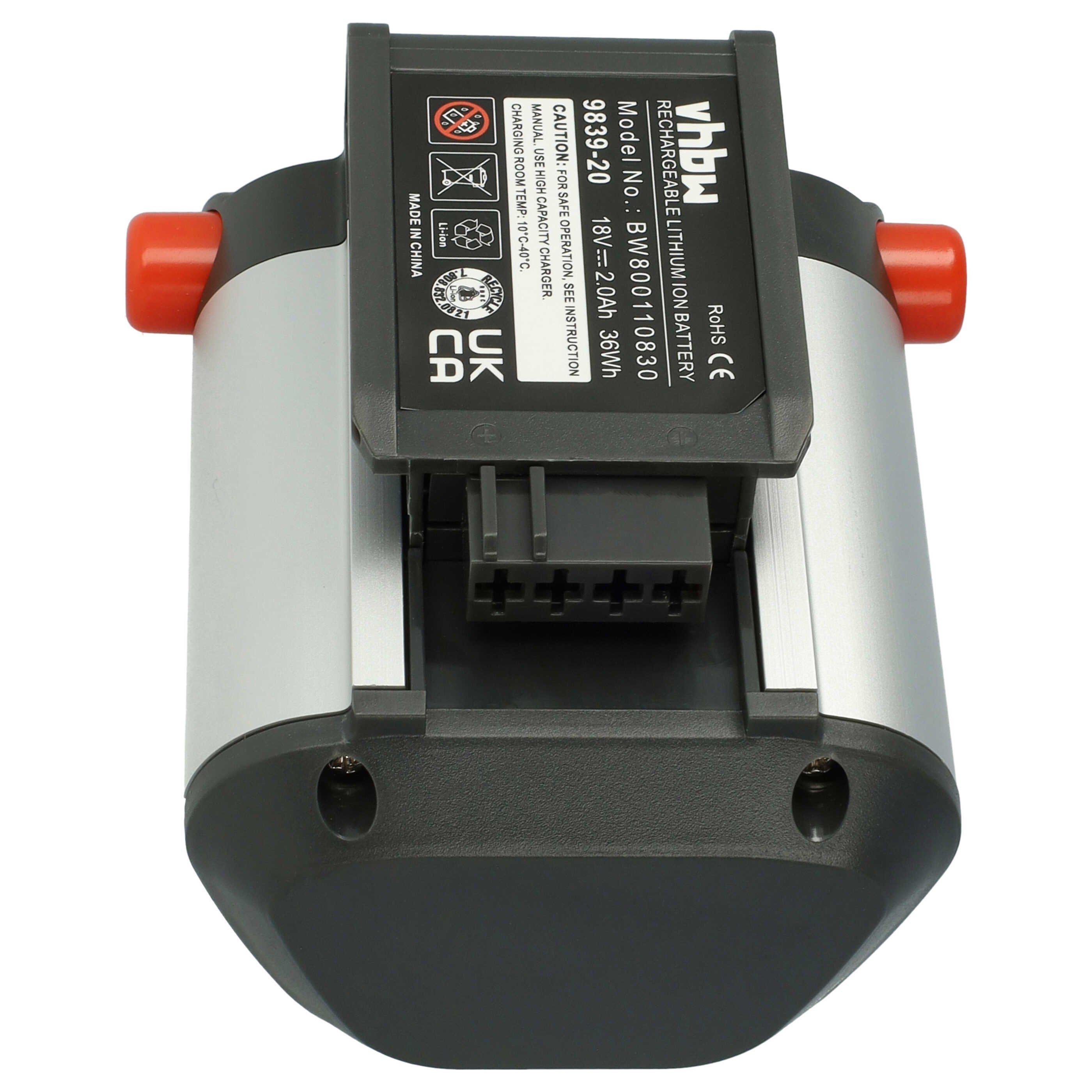 vhbw Akku passend für Gardena HandyMower Li-18/22 (5023-20) Rasenmäher / Akku Akku Li-Ion 2000 mAh (18 V, 1 St), Leistungsfähiger Austausch-Akku für Rasenmäher Grasschere
