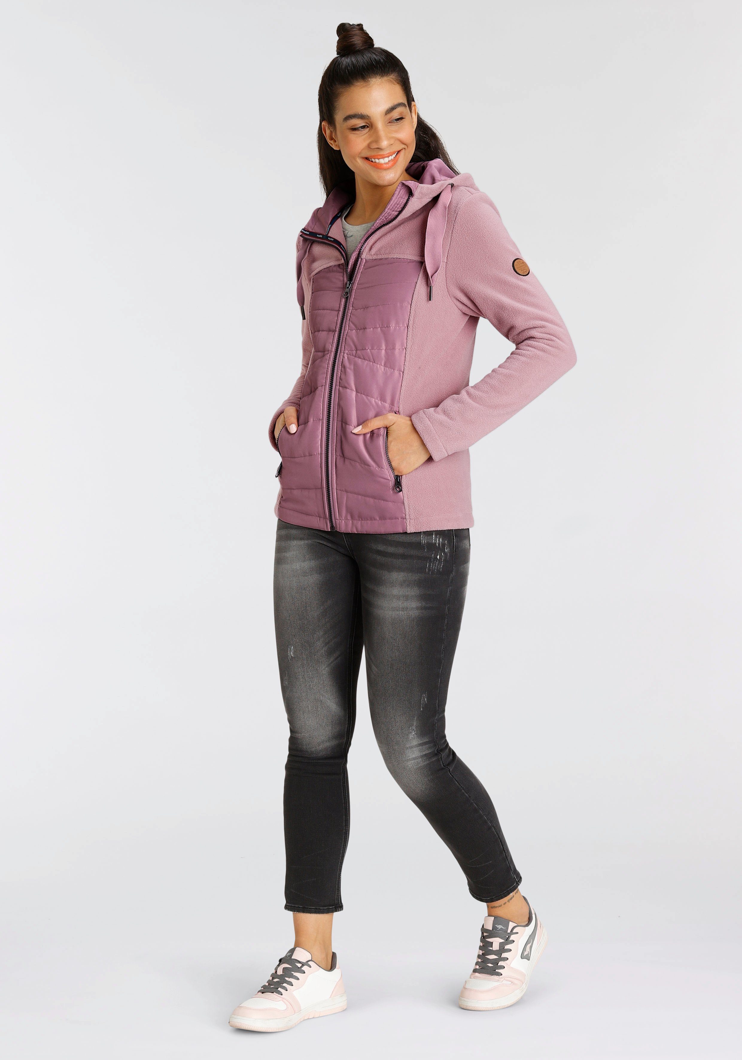 Kurzjacke NEUE KOLLEKTION modischen Materialmix KangaROOS im rosa-mauve -