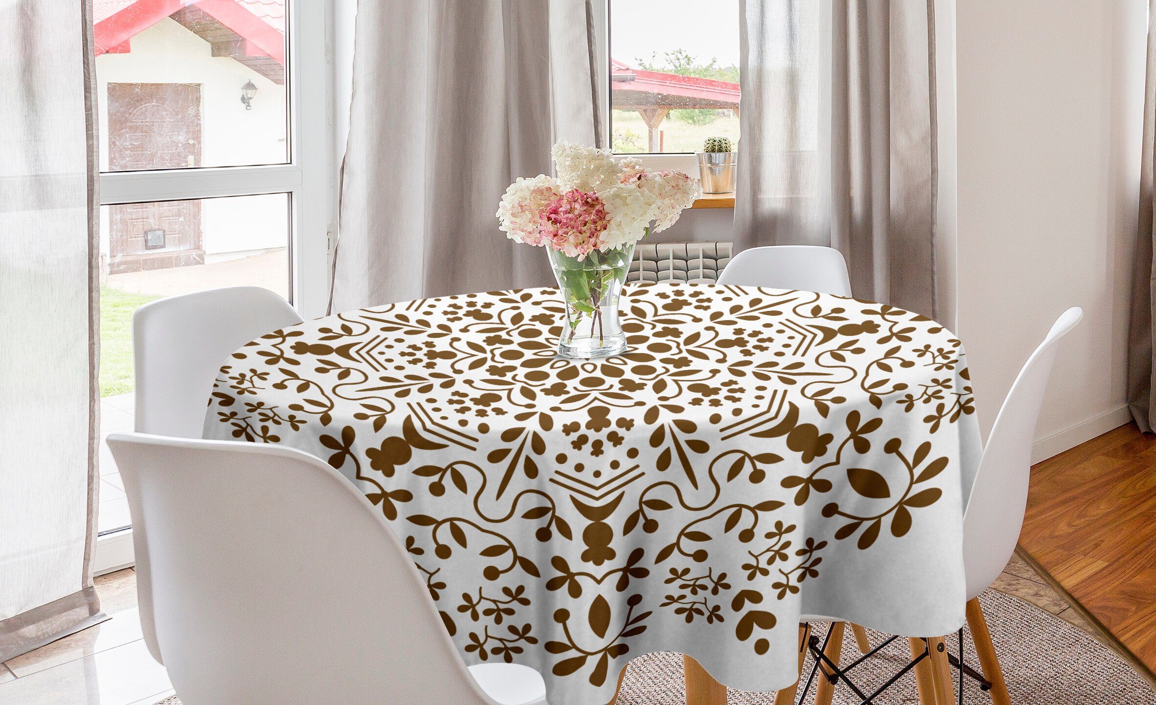 Küche Tischdecke für Dekoration, Mandala Vector Esszimmer Tischdecke Abakuhaus Floral Abstract Kreis Abdeckung