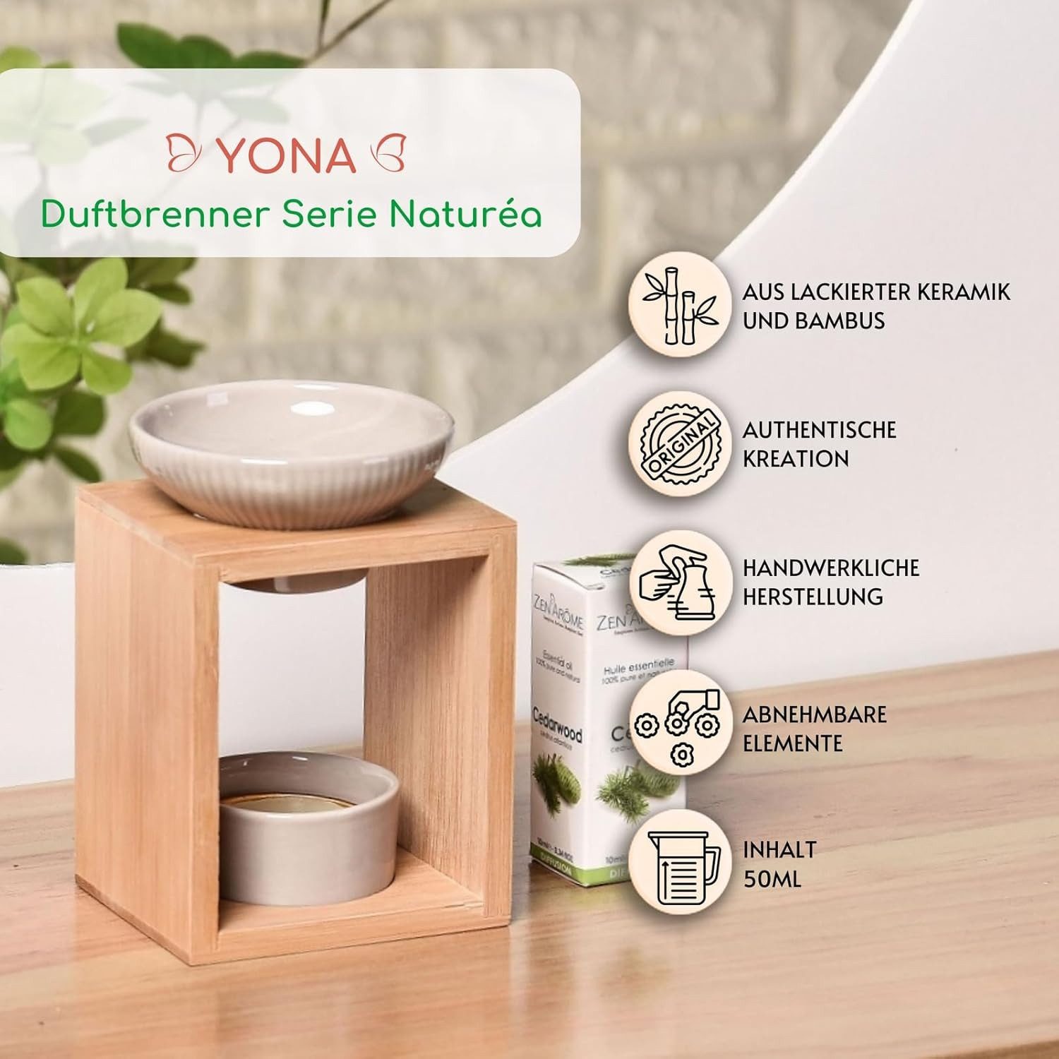 zen' Light Duftlampe Zen'Arôme Duftlampe Yona Duftwachs-Brenner Diffuser Duftlicht