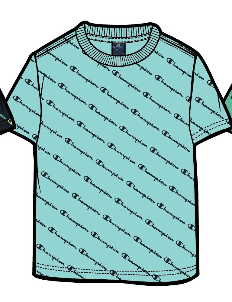 Champion T-Shirt (Baumwolle) Champion kleiner Schriftzug Print hellblau Kinder