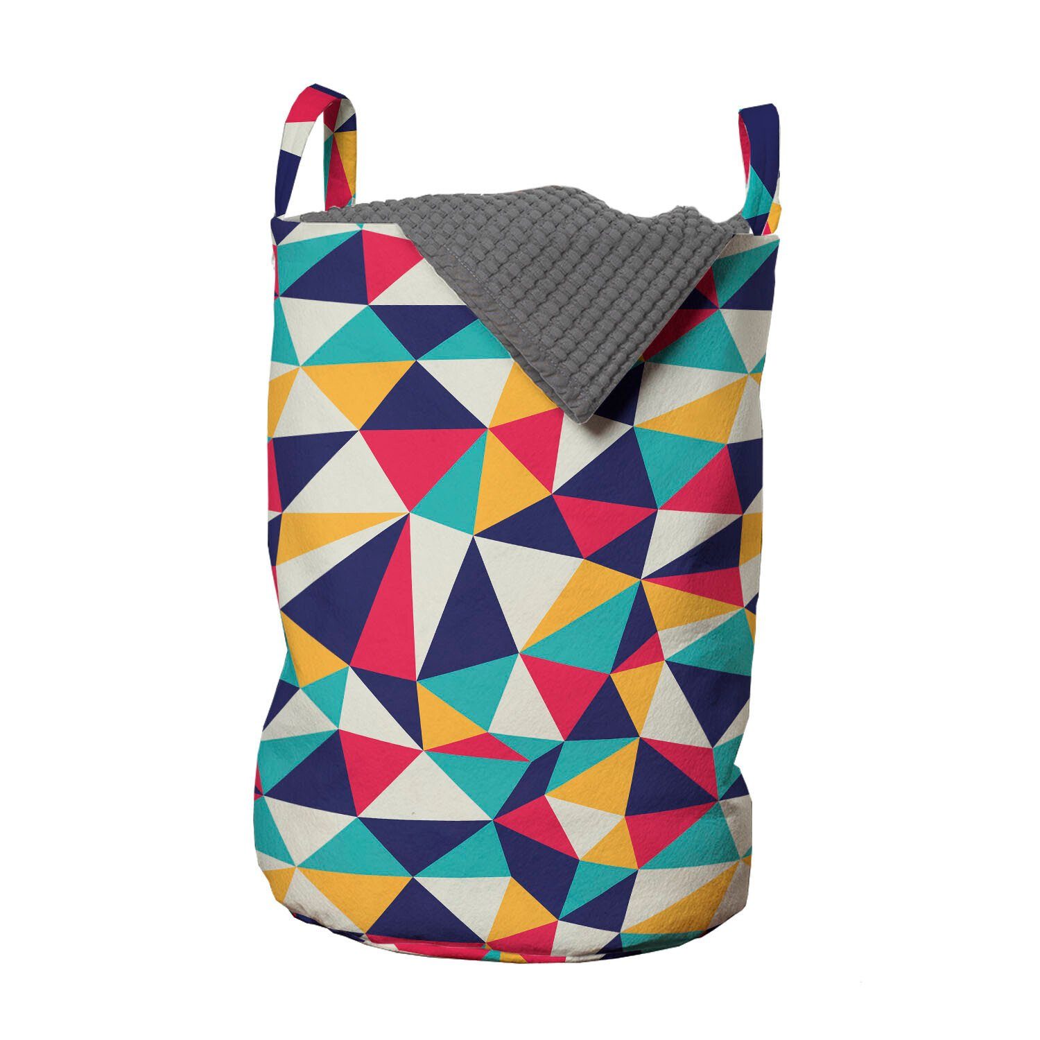 Abakuhaus Wäschesäckchen Wäschekorb mit Griffen Kordelzugverschluss für Waschsalons, polygonal Rhythmische Geometrisches Motiv
