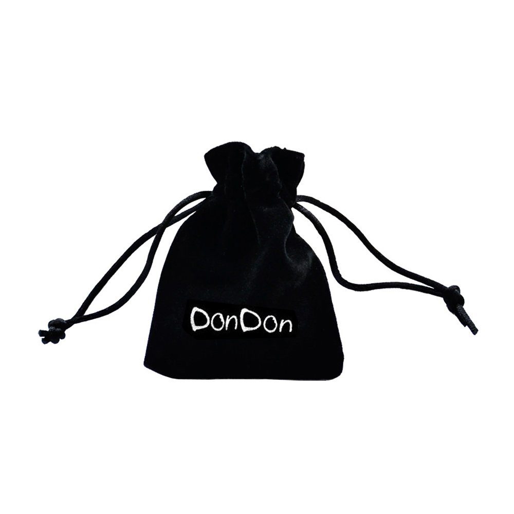 DonDon Lederkette mit Halskette (1-tlg), Herren-Halskette cm Anhänger, 50 mit maskuline Samtbeutel im Drachenzahn Anhänger schwarzer Kugel Kette Lederband, mit