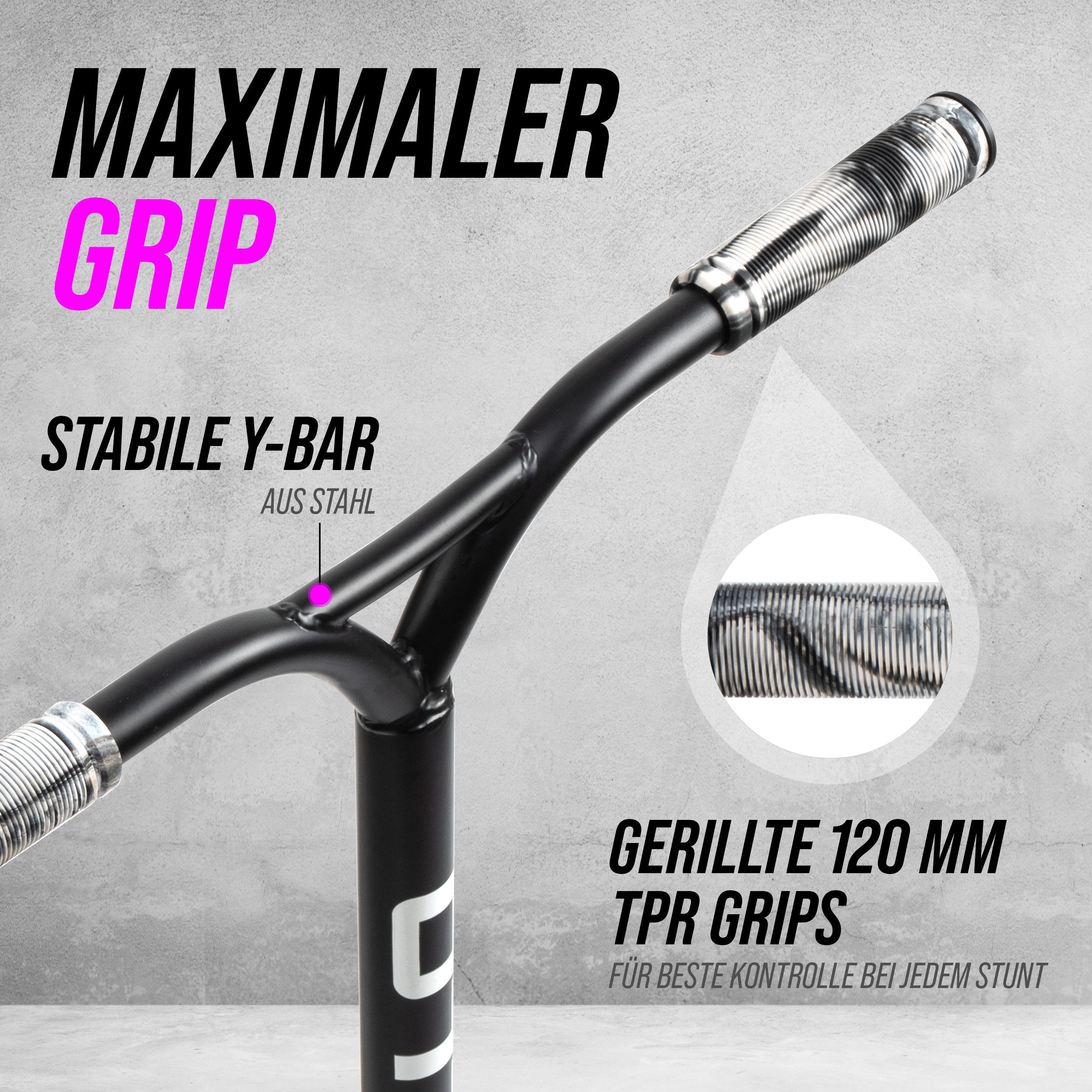 Apollo Stuntscooter Hawk - Scooter für Erwachsene, Jugendliche und Kinder ab 6 Jahren, extra breite Trittfläche & stabiler Lenker – Bild 5 von 5