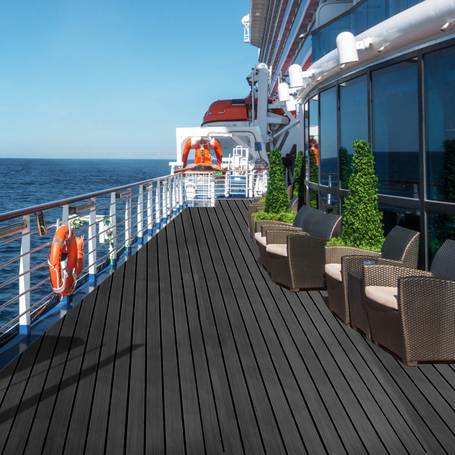 Clanmacy Bodenmatte Bodenbelag Matte Teak EVA Deck Teppich Schaum Anti-Rutsch 240*90CM – Bild 5 von 5