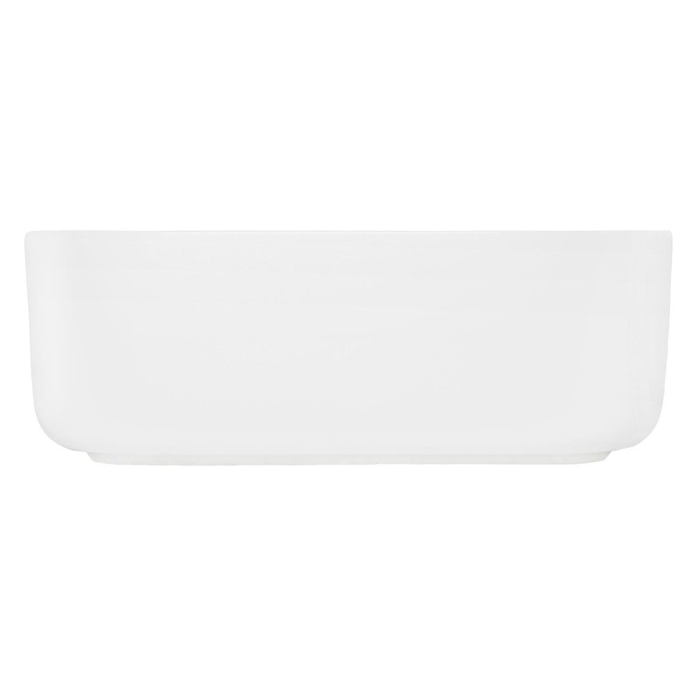 LuxeBath Waschbecken Aufsatzwaschbecken aus Keramik Handwaschbecken Wasserfall Waschtisch, Aufsatzwaschtisch Waschschale Eckig 390x390x140 mm Weiß Spülbecken