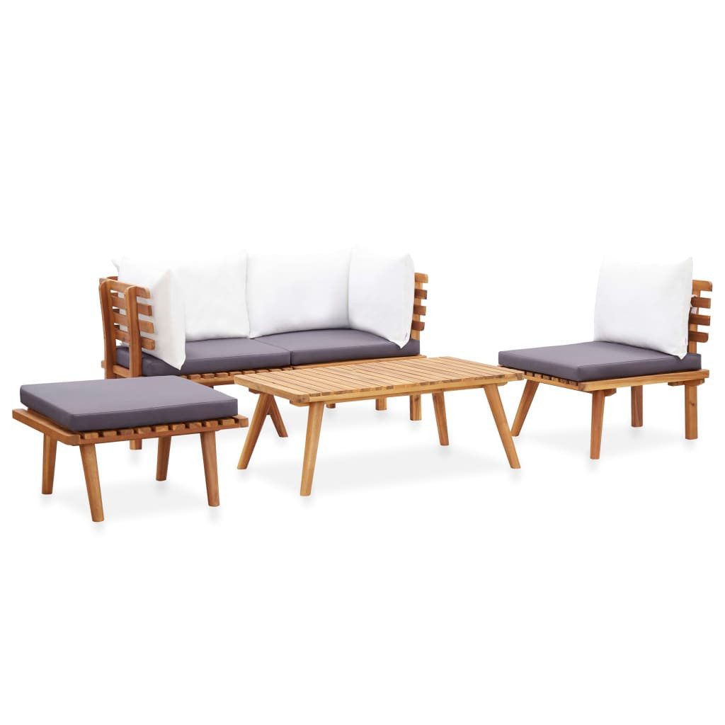 vidaXL Gartenlounge-Set 5-tlg. Garten-Lounge-Set Massivholz, (1-tlg)