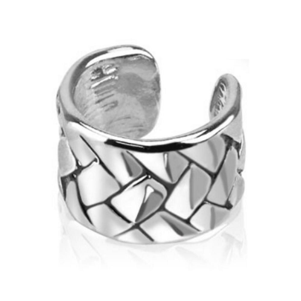 BUNGSA Ohrklemme Ohrklemme Webmuster silber aus Messing Unisex (1 Stück, 1-tlg), Ohrschmuck Ohrringe