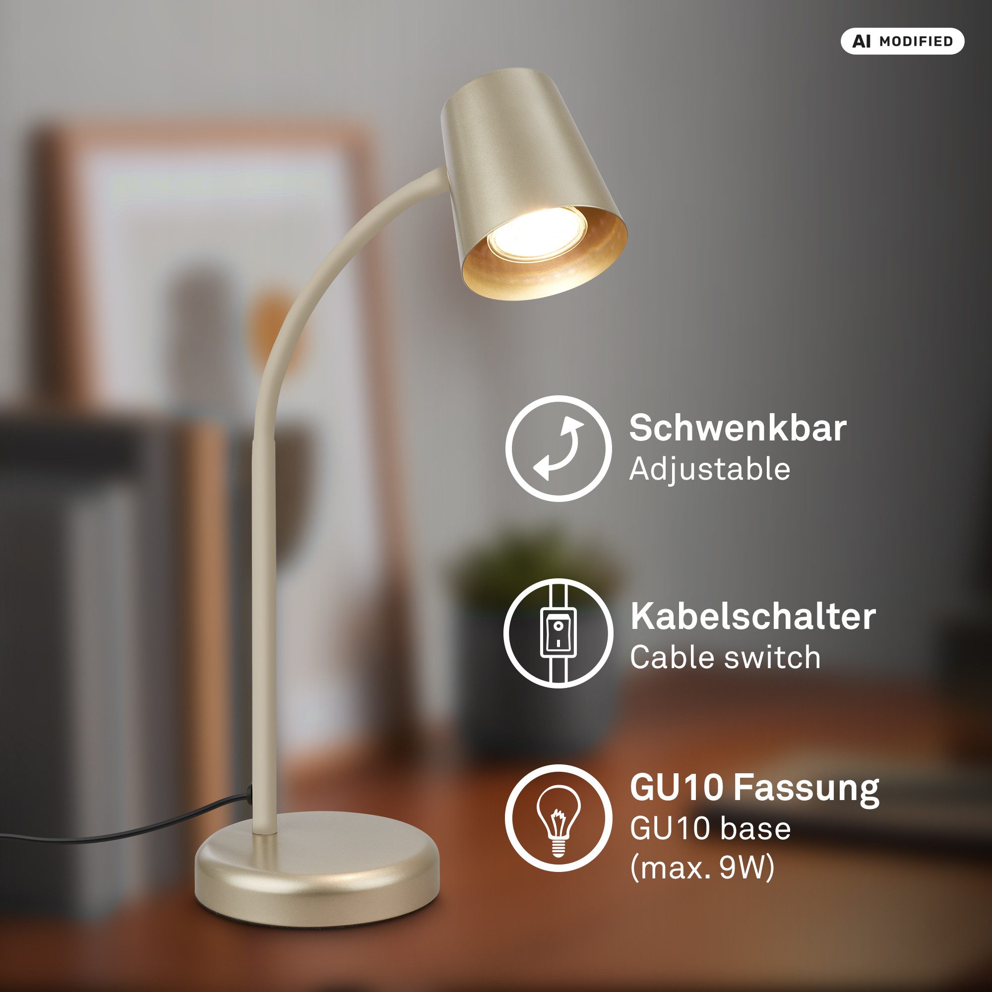 Briloner Leuchten Tischleuchte LED Tischlampe Bürolampe Homeoffice Schreibtischlampe Kinderzimmer, ohne Leuchtmittel, 2700K - Extra - Warmweiß