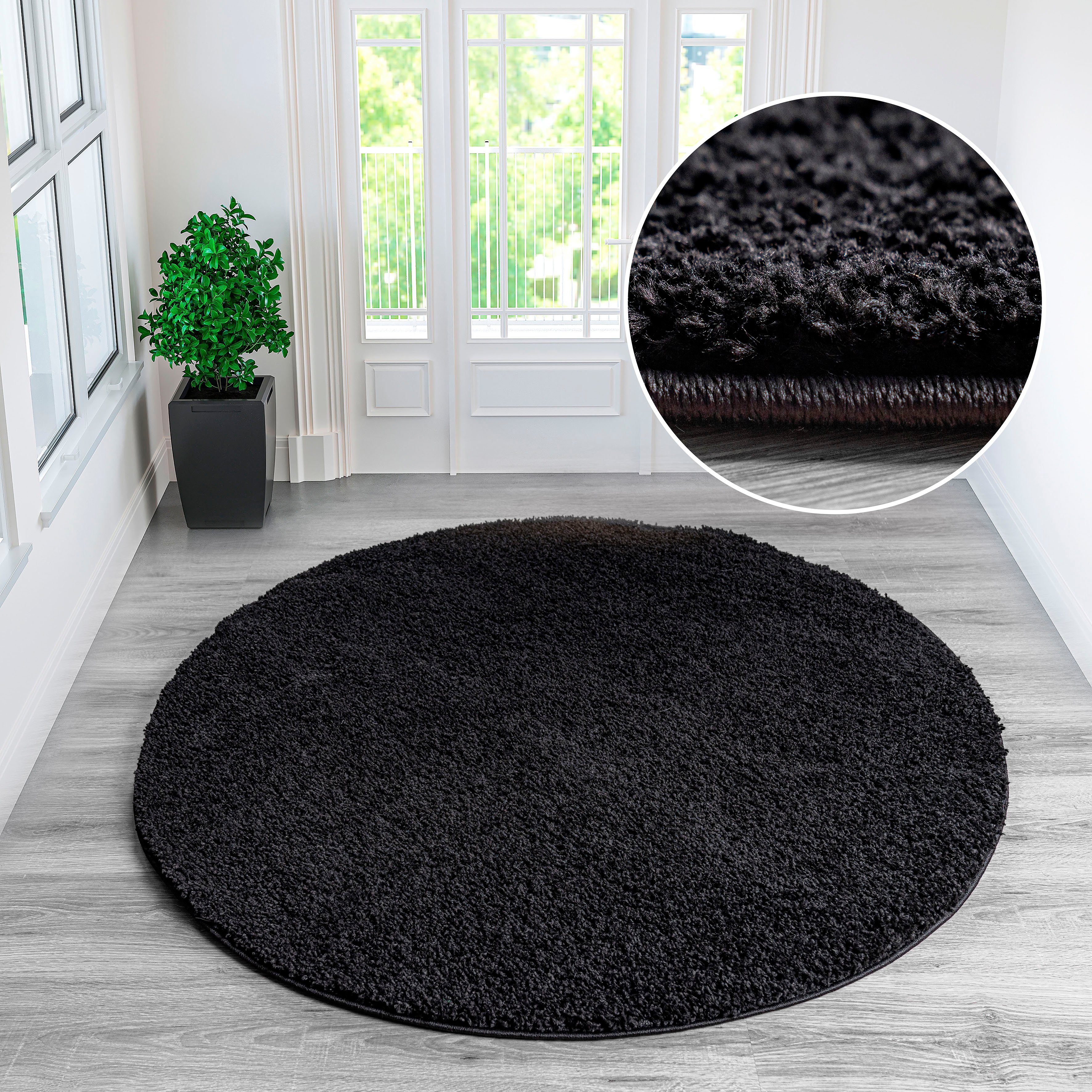 OTTO home Hochflor-Teppich Viva Shaggy, in Standard- und Premium-Qualität, 30 mm oder 45 mm Höhe, rund, Uni Farben, einfarbig, weich, kuschelig, Läufer, Kundenliebling