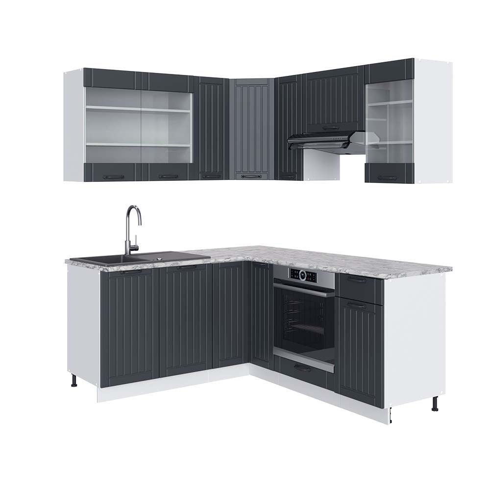 Vicco Küchenzeile R-Line, Rot/Anthrazit, 200 cm, günstig online kaufen