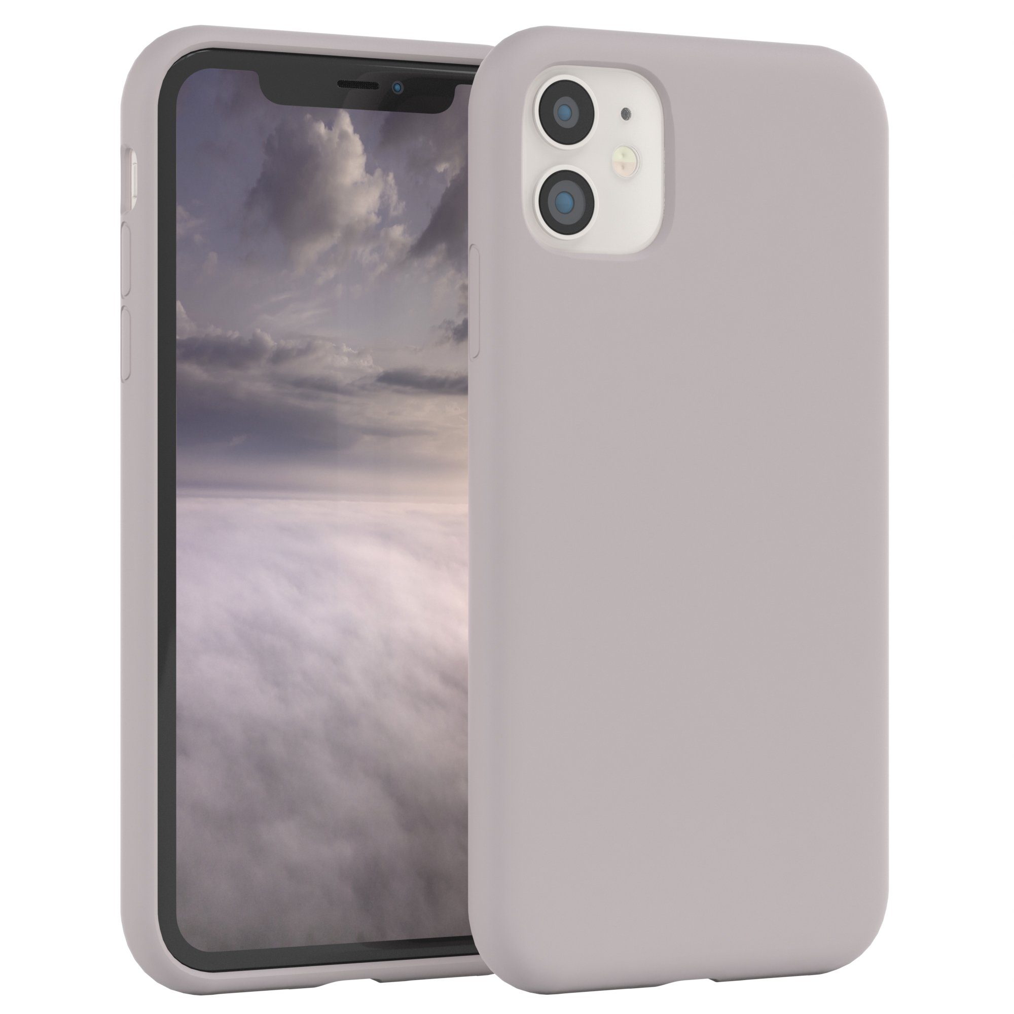 EAZY CASE Handyhülle Premium Silikon Case für Apple iPhone 11 6,1 Zoll, Hülle Bumper Case Slimcover mit Displayschutz Silikonhülle Rosa Braun