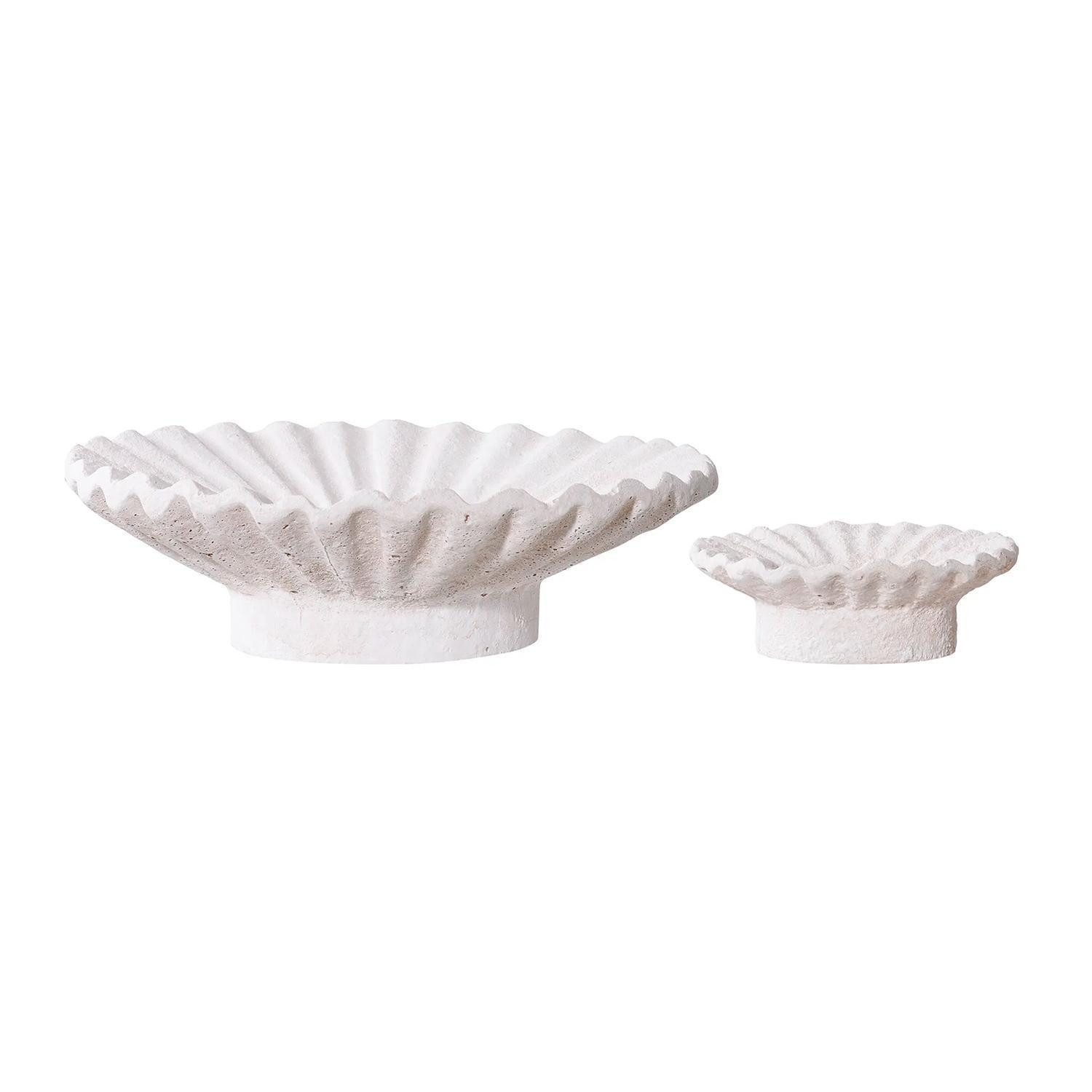 House Nordic Kerzenhalter CEMENT, Ø 21,5 cm, Ø 11 cm, Weiß, Zement, (Set, 2 St), für Block- und Stumpenkerzen geeignet