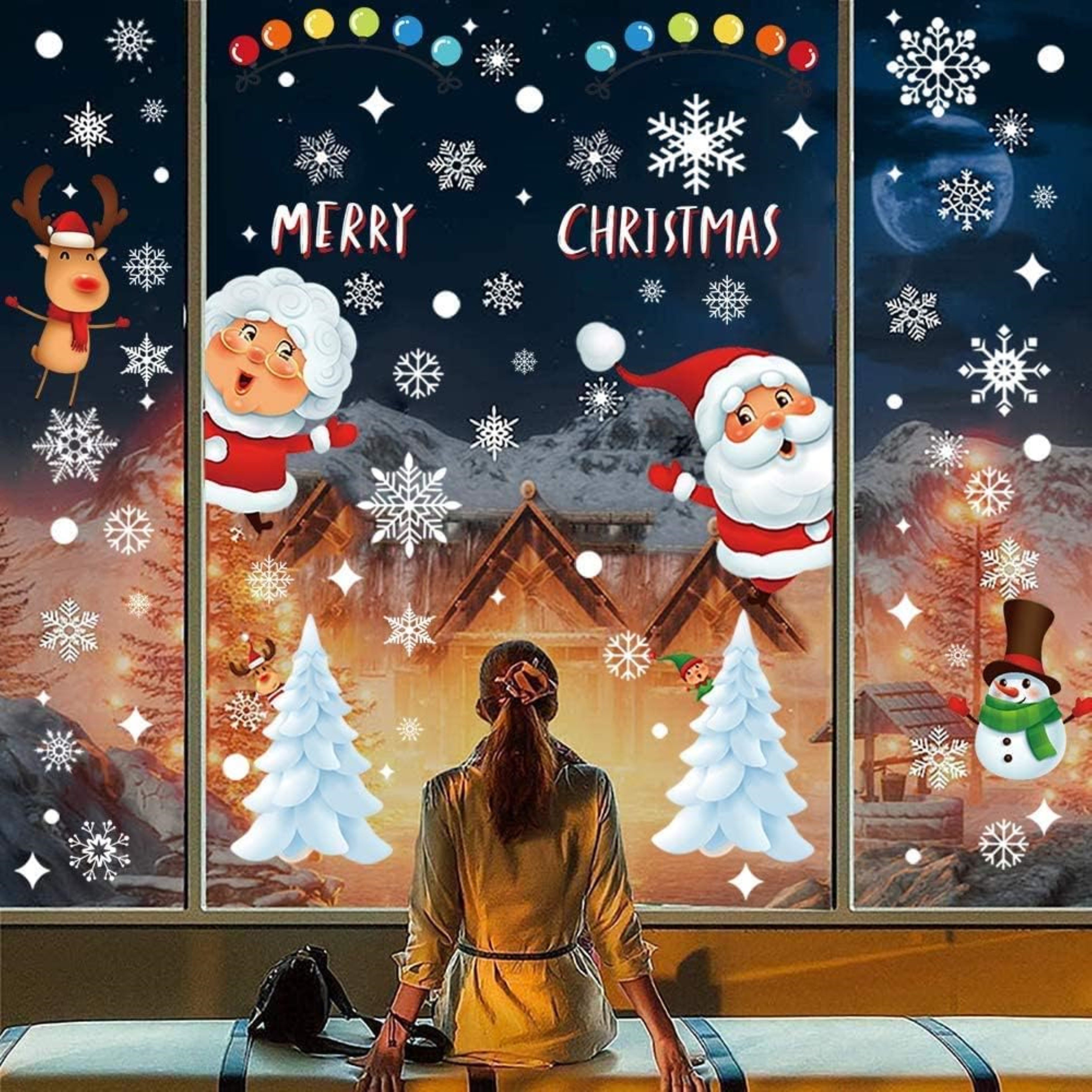 LA CUTE Fenstersticker 313tlg Fensterbilder Weihnachten Schneeflocken Sticker Set, Matt, 313tlg Weihnachts Fensterbilder wiederverwendbar PVC Set