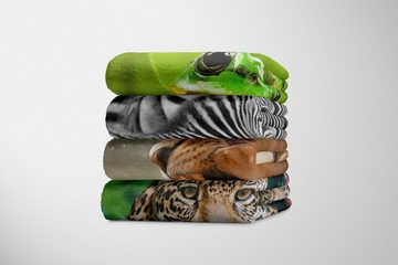 Sinus Art Handtücher Handtuch Strandhandtuch Saunatuch Kuscheldecke mit Tiermotiv Löwe Raubkatze, Baumwolle-Polyester-Mix (1-St), Handtuch