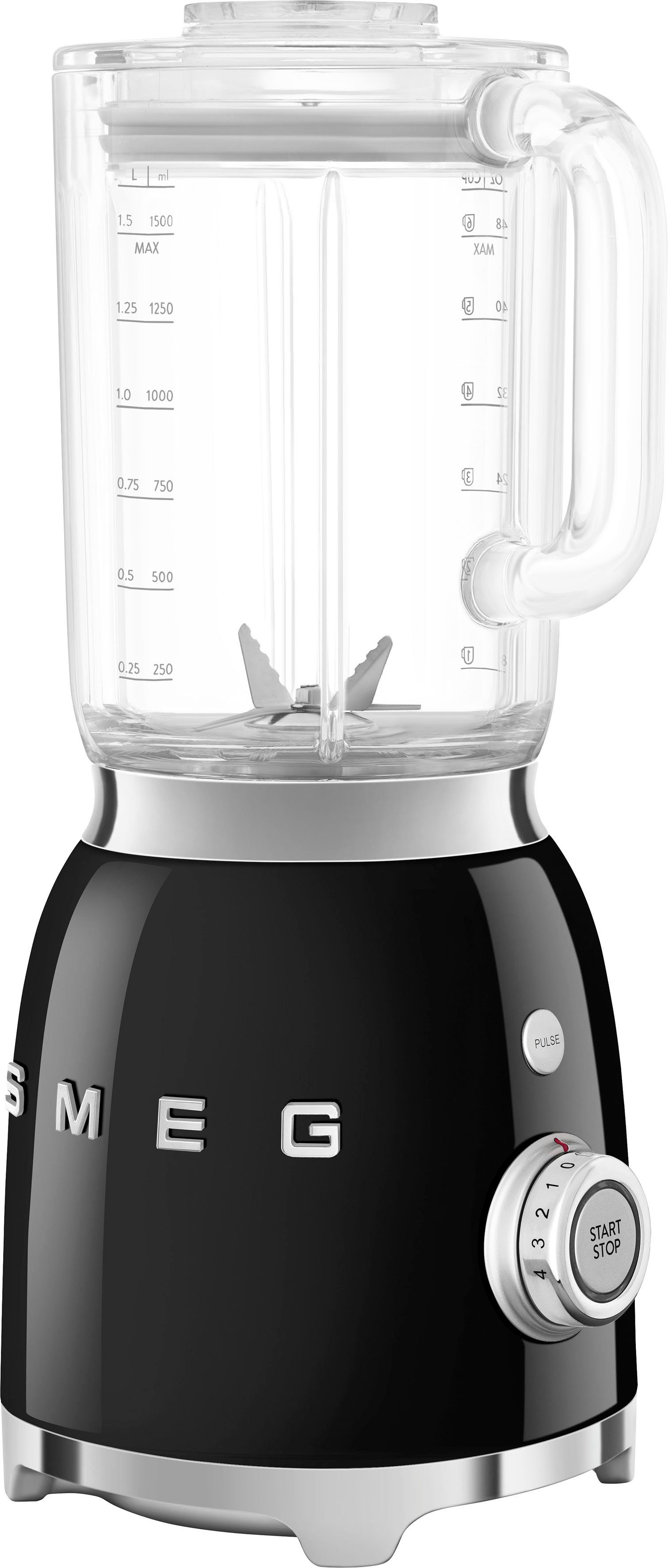 Smeg Standmixer BLF03BLEU Standmixer schwarz 50s Style Jubiläumsaktion - 60 Monate Ger, 800.0 W