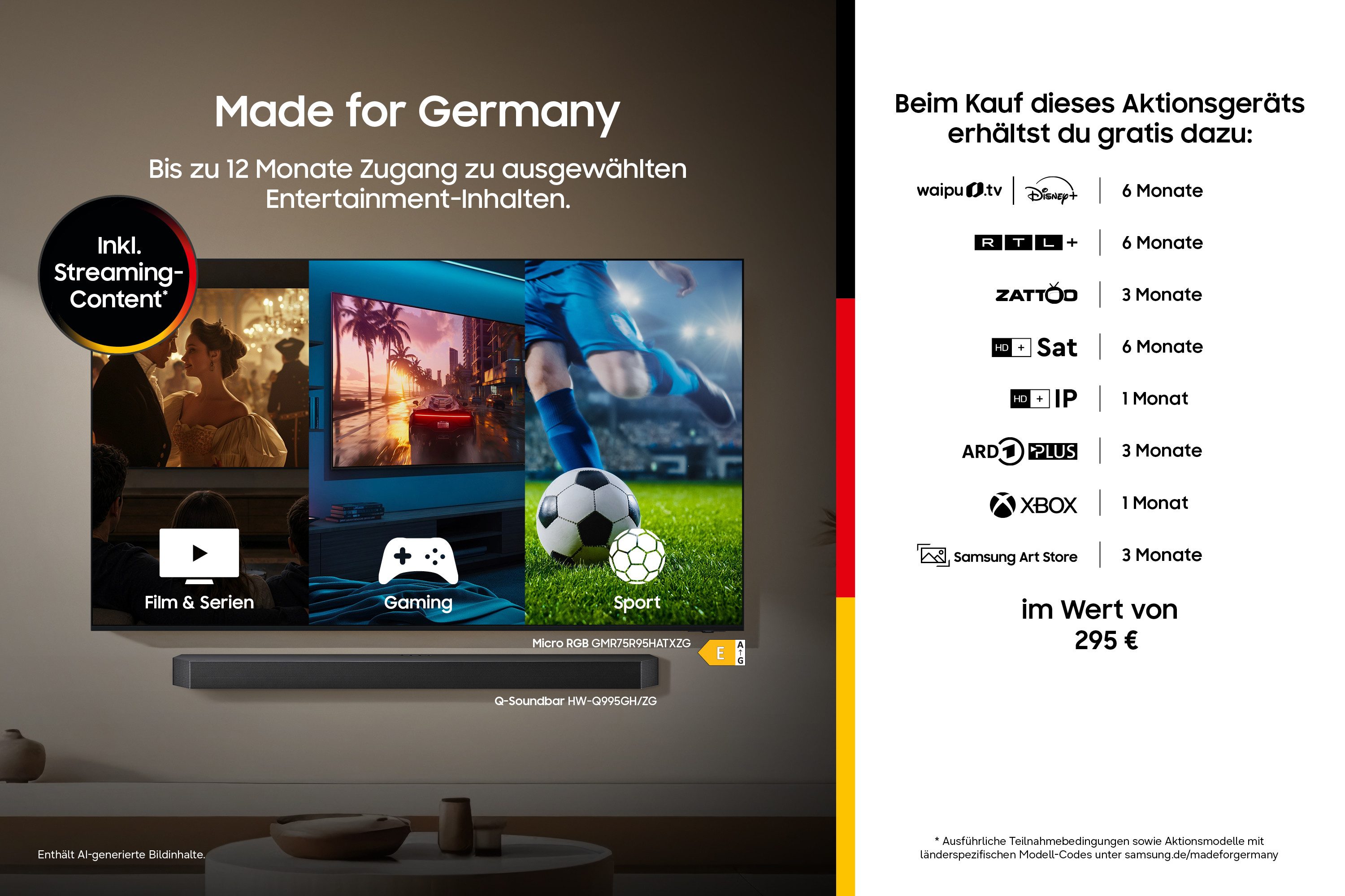 Samsung GQ75QN80HAU QLED-Fernseher (189 cm/75 Zoll, 4K Ultra HD, Smart-TV, Real QLED Mini-LEDs, Motion Xcelerator 144 Hz, Gaming Hub, Dolby Atmos)