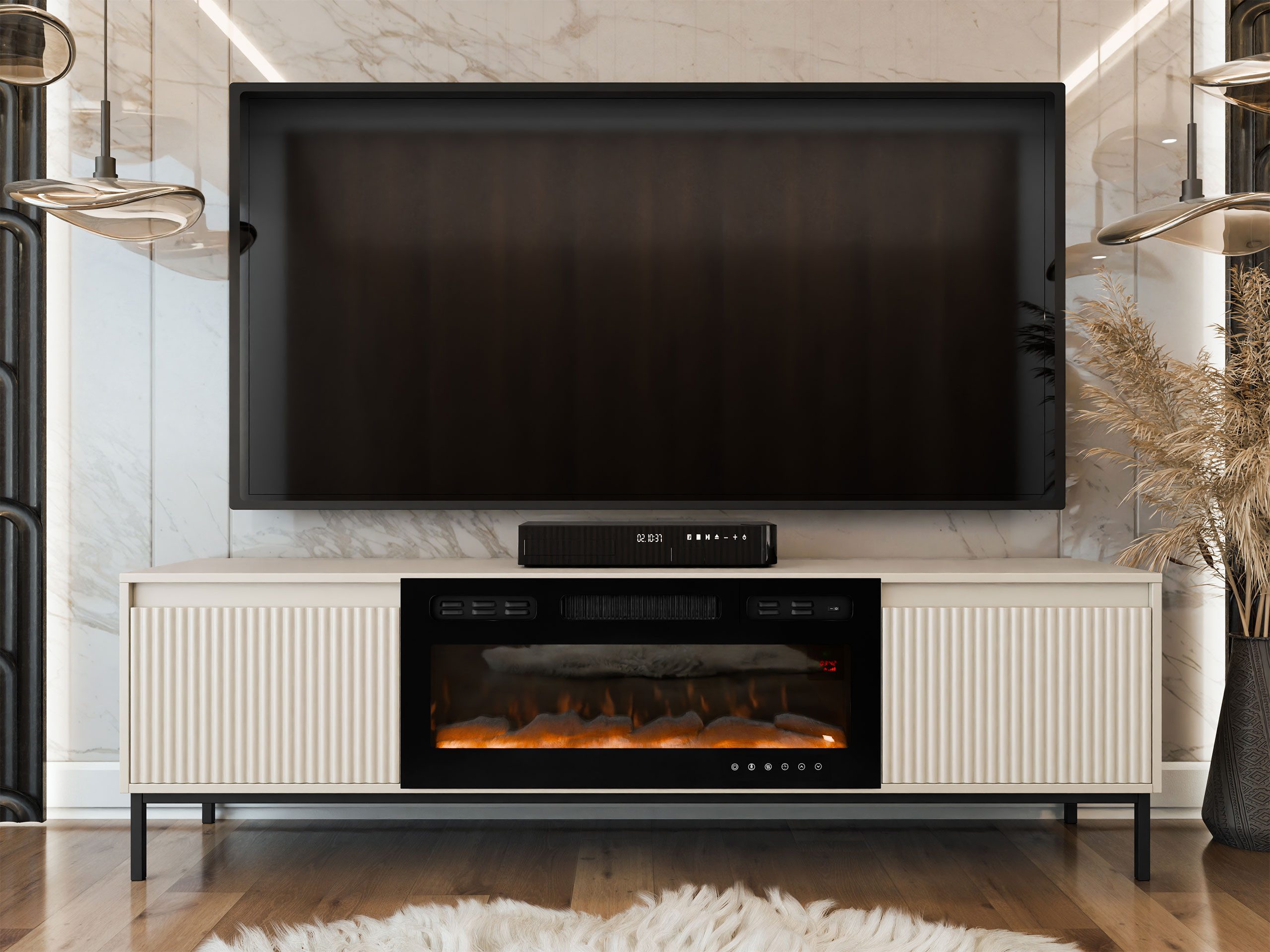 MIRJAN24 TV-Schrank Ozmi 2K EF mit Kamin (mit zwei Kleppen) Realistische LE günstig online kaufen