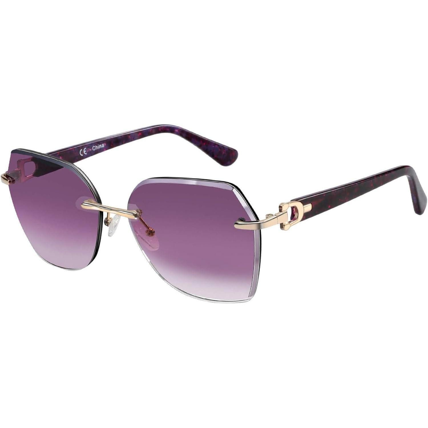 LuxusKollektion Sonnenbrille Sonnenbrille Randlos Damen Übergroß Verlaufsglas UV Schutz Lila