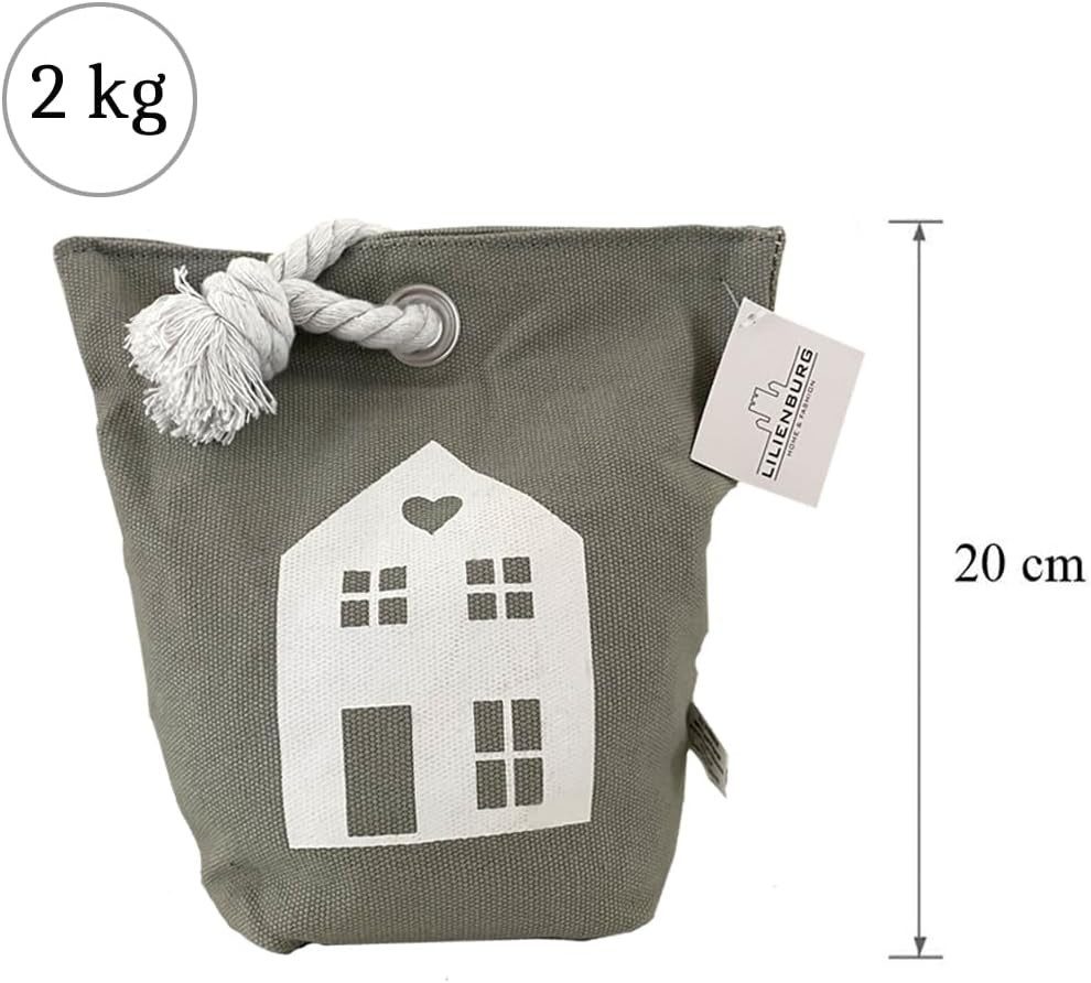LB H&F Lilienburg Bodentürstopper Türfeststeller Türstopper Türdämpfer Türfeststeller, Fensterstopper Grau modern schwer Stoff Sack Vintage HAUS