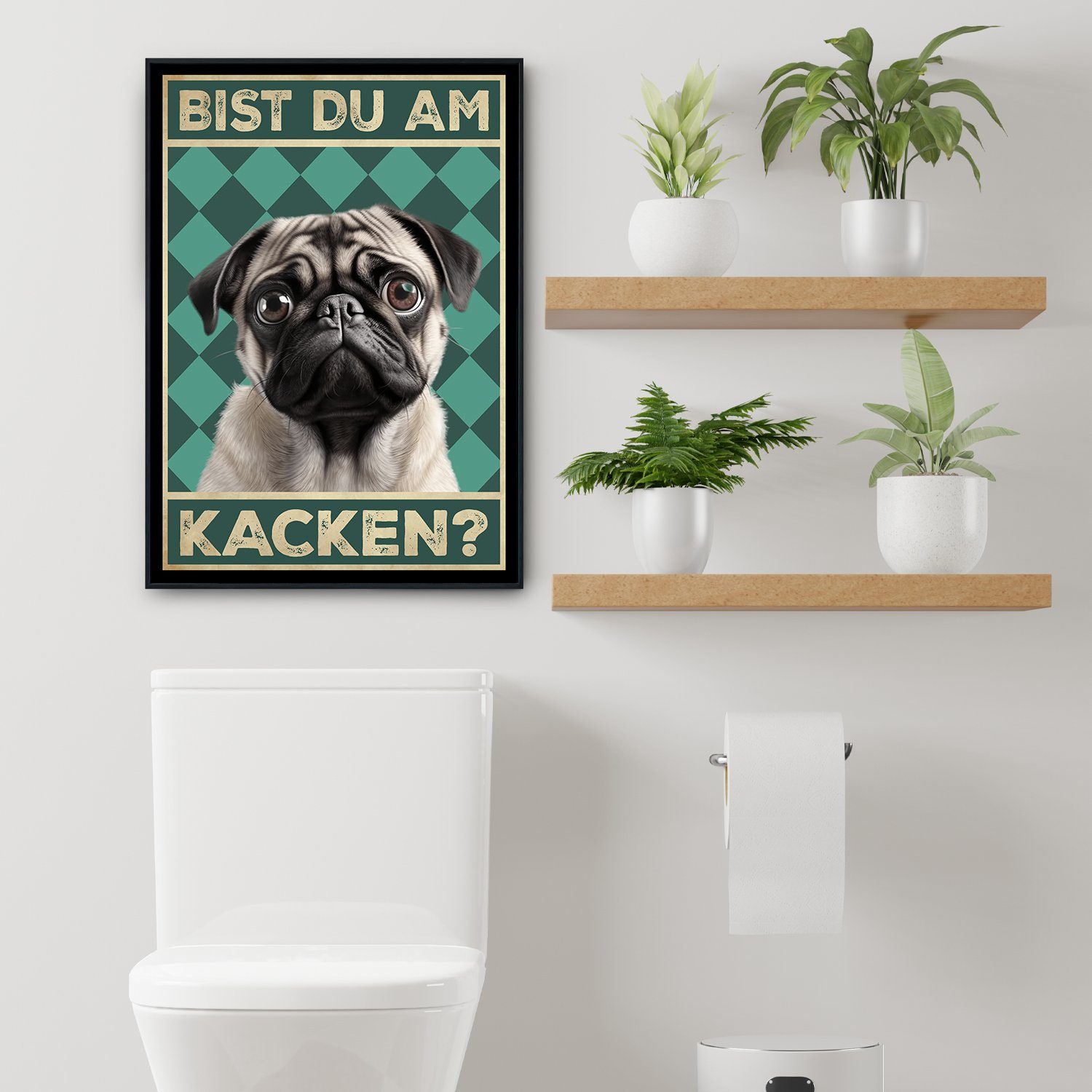 Tigerlino Poster Bist du am Kacken? Hunde Wandbild DIN A4 Gästebad Badezimm günstig online kaufen