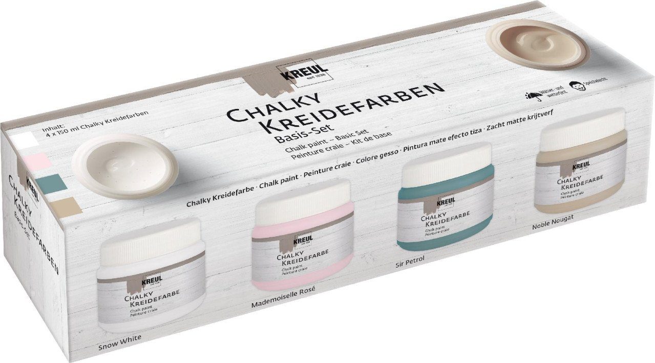 Bastelfarbe Kreul Chalky Kreidefarben Basis Set 4er Set je 150