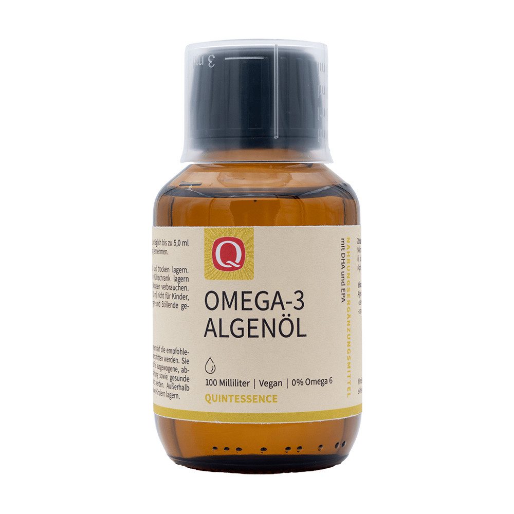 Quintessence Omega-3 Algenöl - mit feinem Orangengeschmack Tropfen, 100 ml
