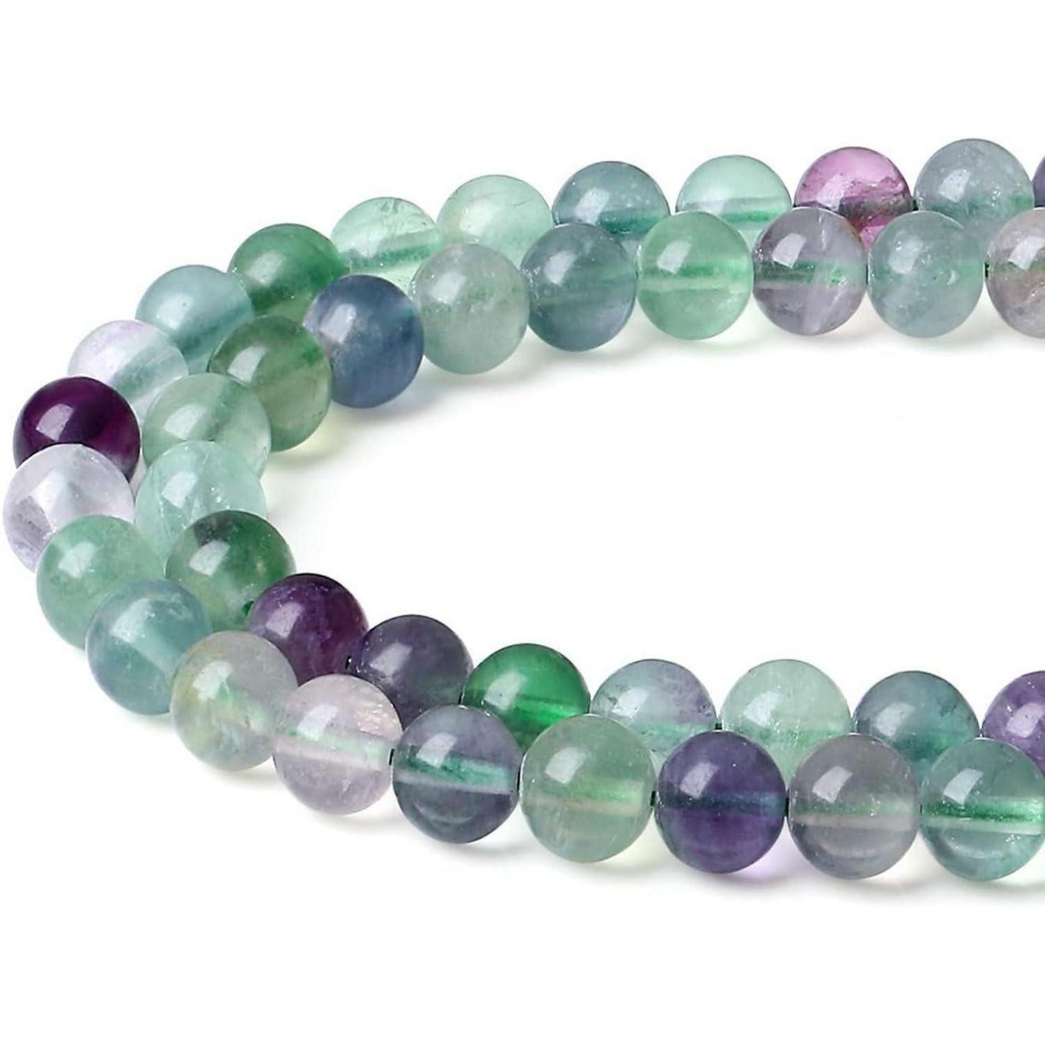 Edelstein Perlen 8mm Naturstein Runde Loch Edelsteine Schmuck DIY Fluorit