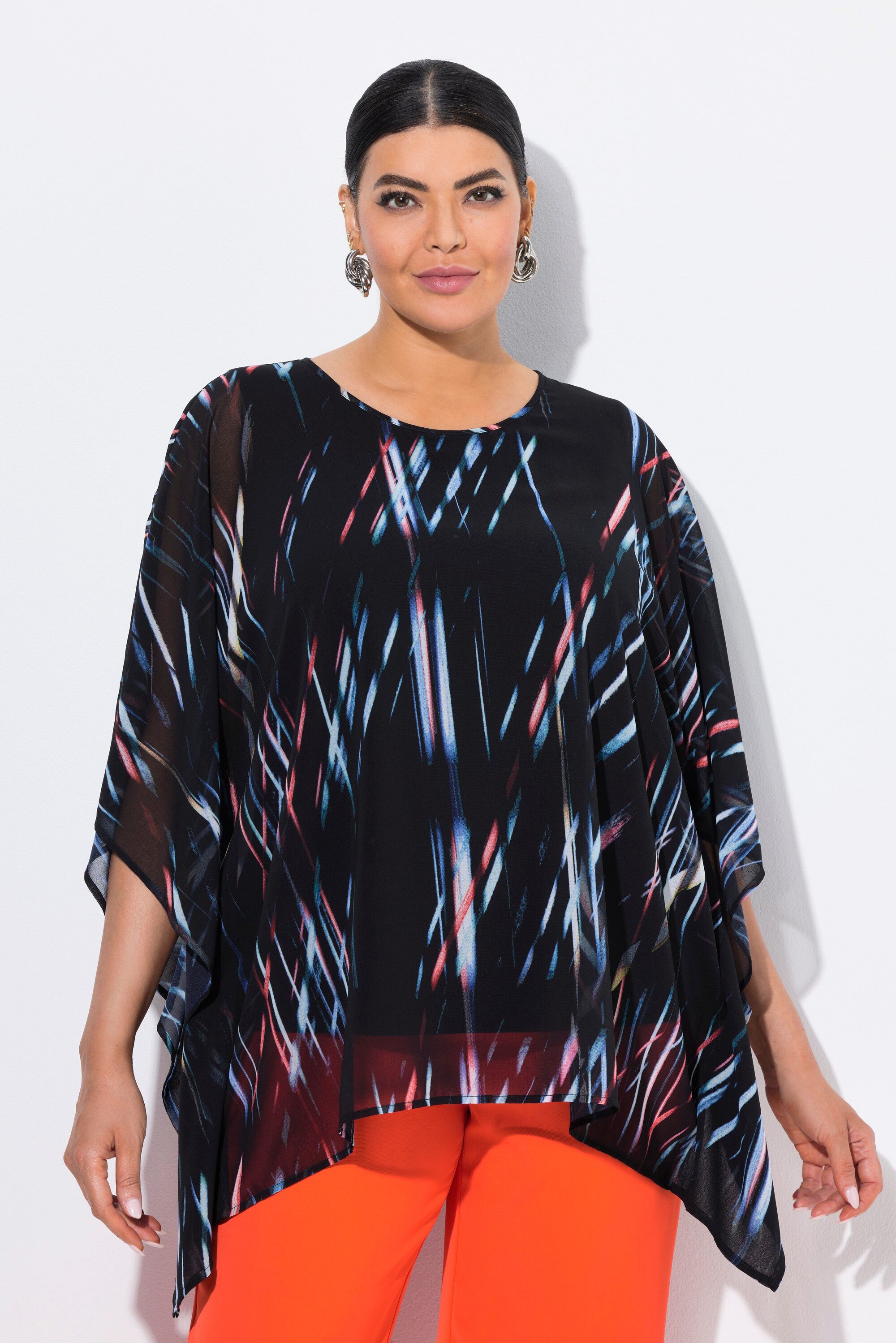 Ulla Popken Tunika Chiffon-Tunika Streifen Oversized günstig online kaufen