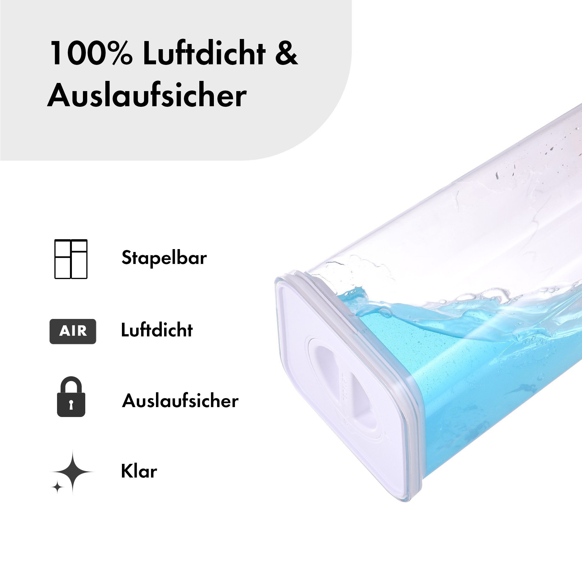 NEOFLAM® Vorratsdose Smart Seal Vorratsbehälter Set 4tlg. - Gr. 2x S, 2x M - Weiß, Kunststoff (AS & PP), Silikon, (4-tlg) – Bild 4 von 5
