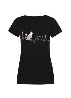 Trigema T-Shirt mit 1/4-Arm und Katzen-Druckmotiv