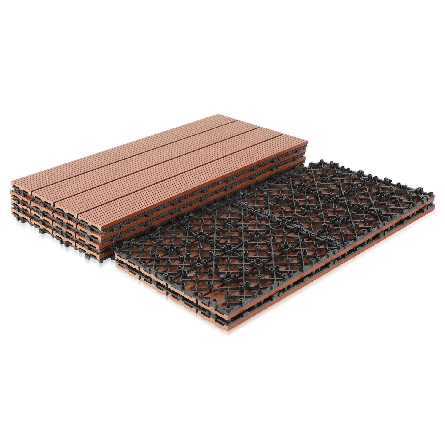 Clanmacy Holzfliesen WPC Terrassenfliesen Holzfliesen 60x30cm günstig online kaufen